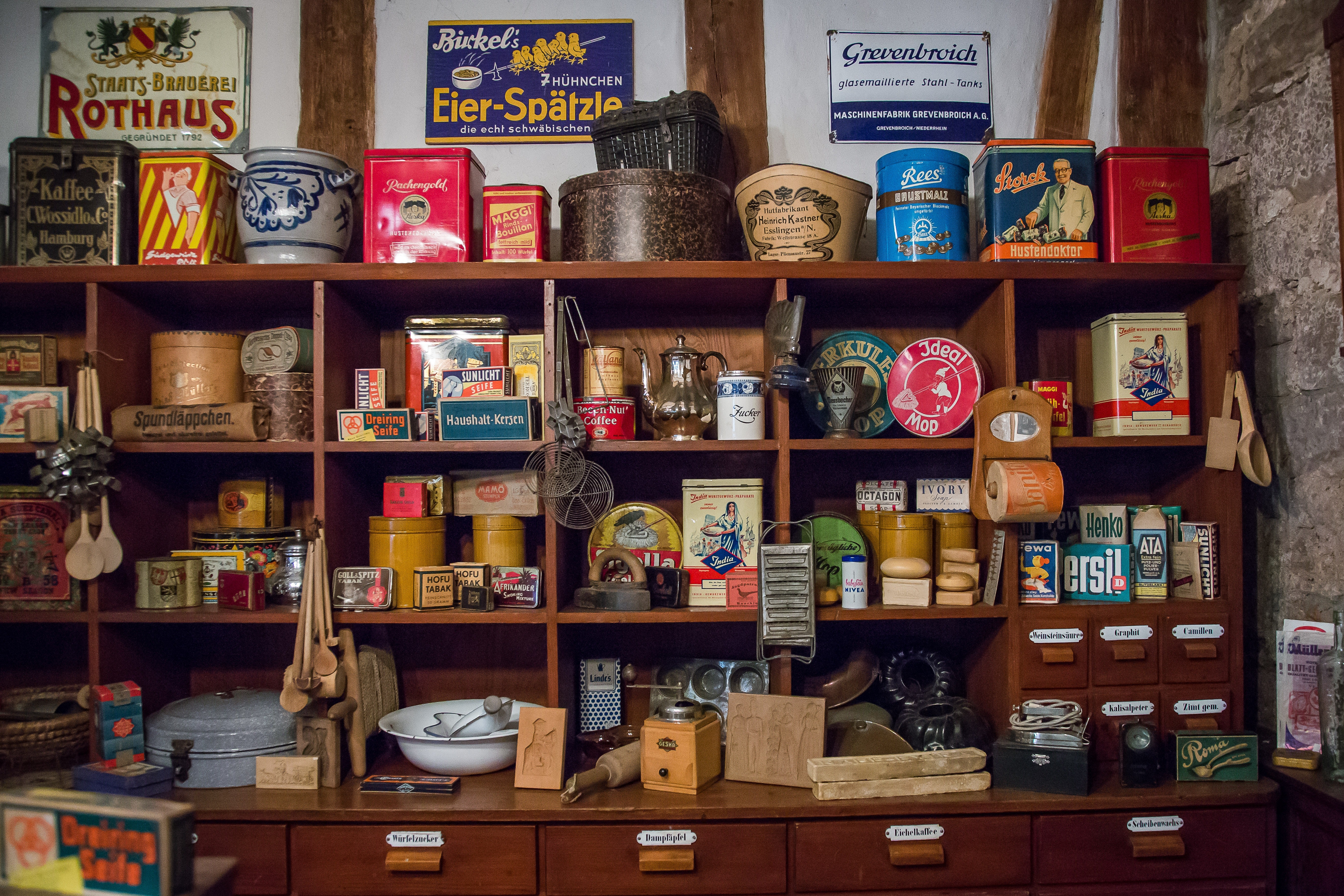Various containers in store photo