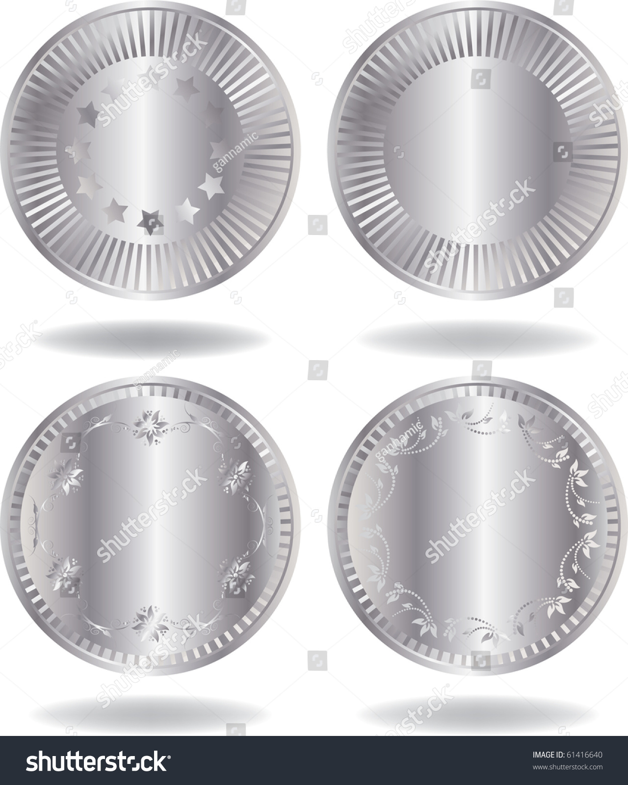 Silver Coins Set Various Variants Design Stock Vector 61416640 ...