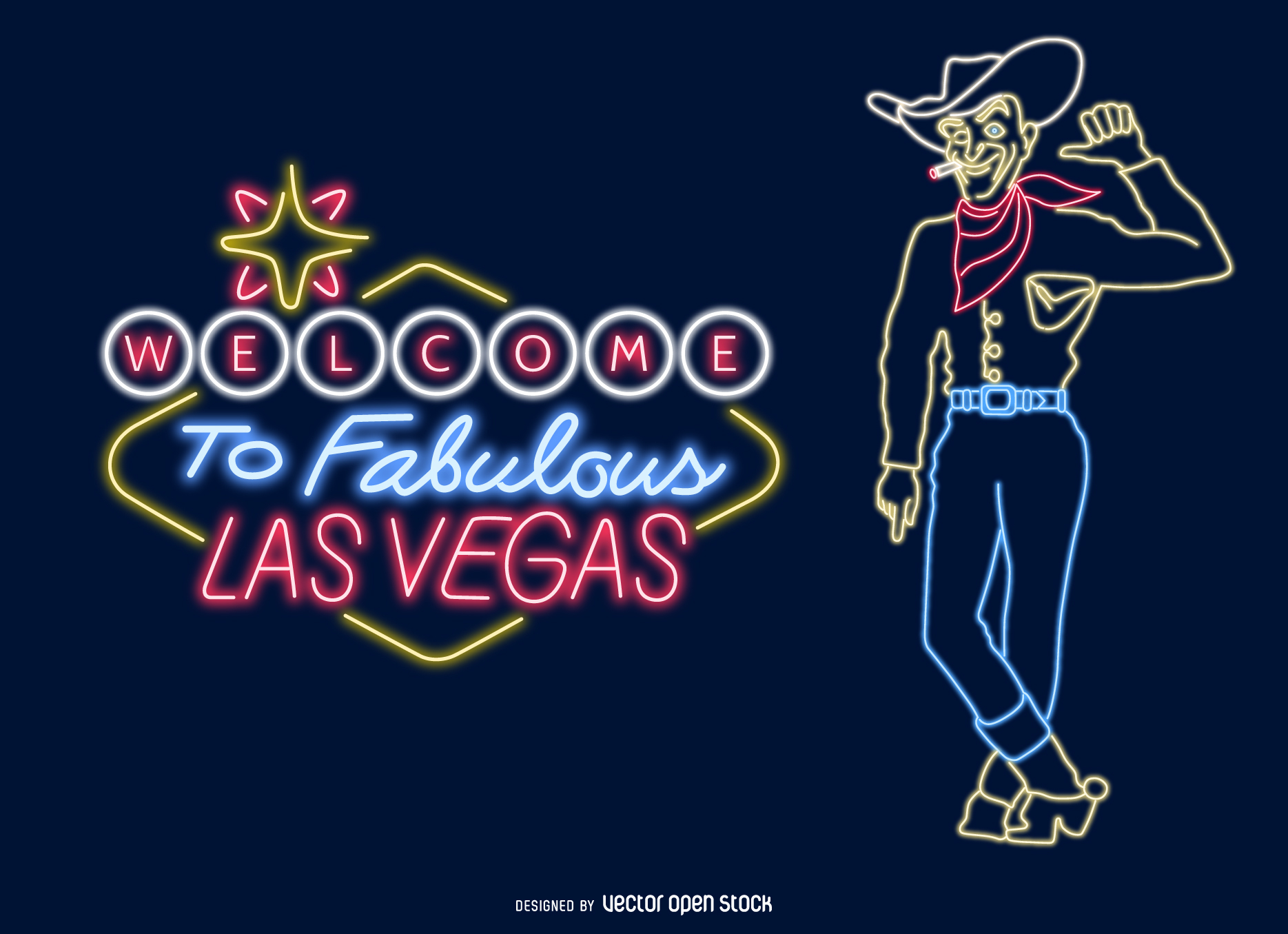 Las Vegas neon signs - Vector download