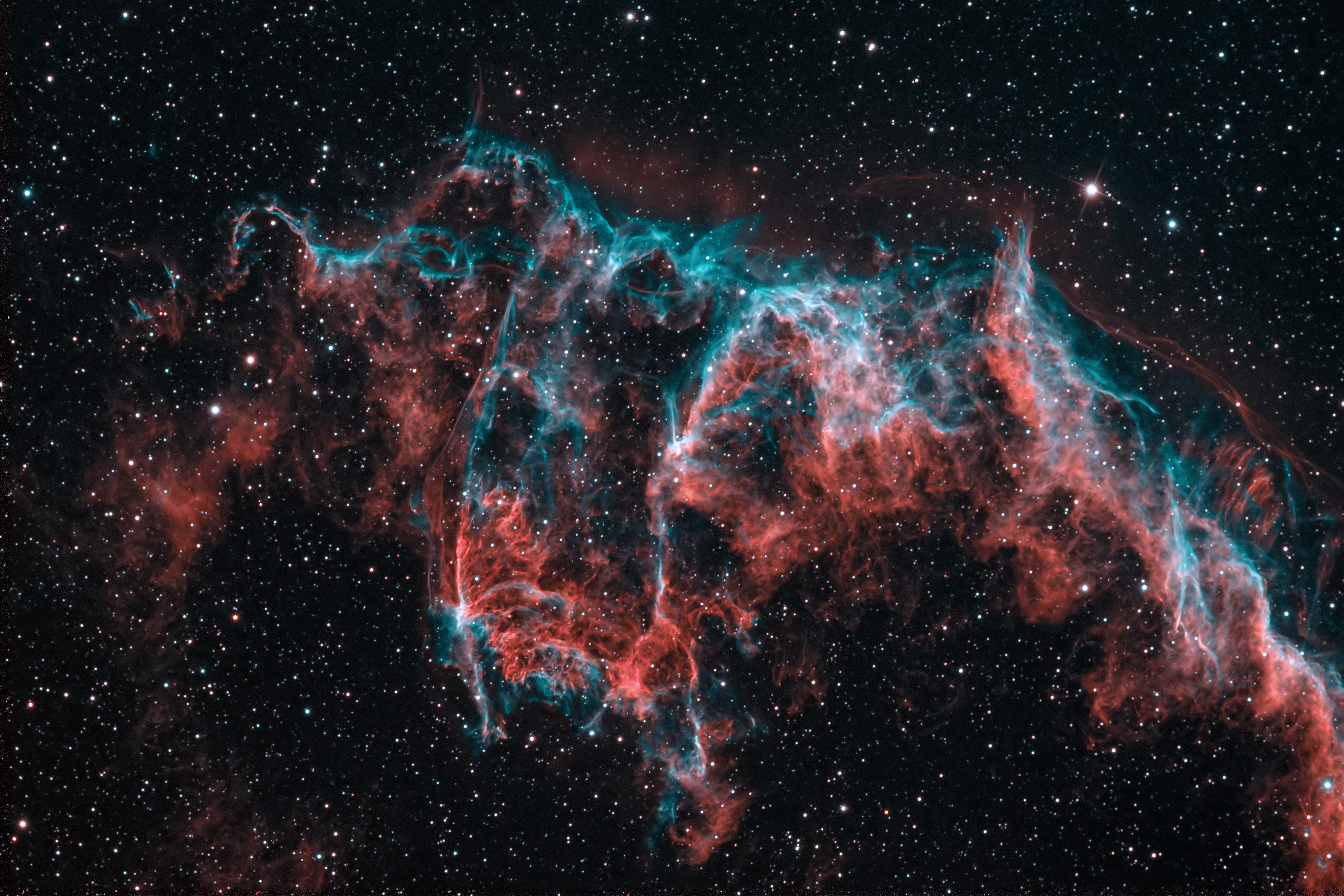 The Eastern Veil Nebula (NGC 6995) in Ha-OIII-OIII - Astronomy ...