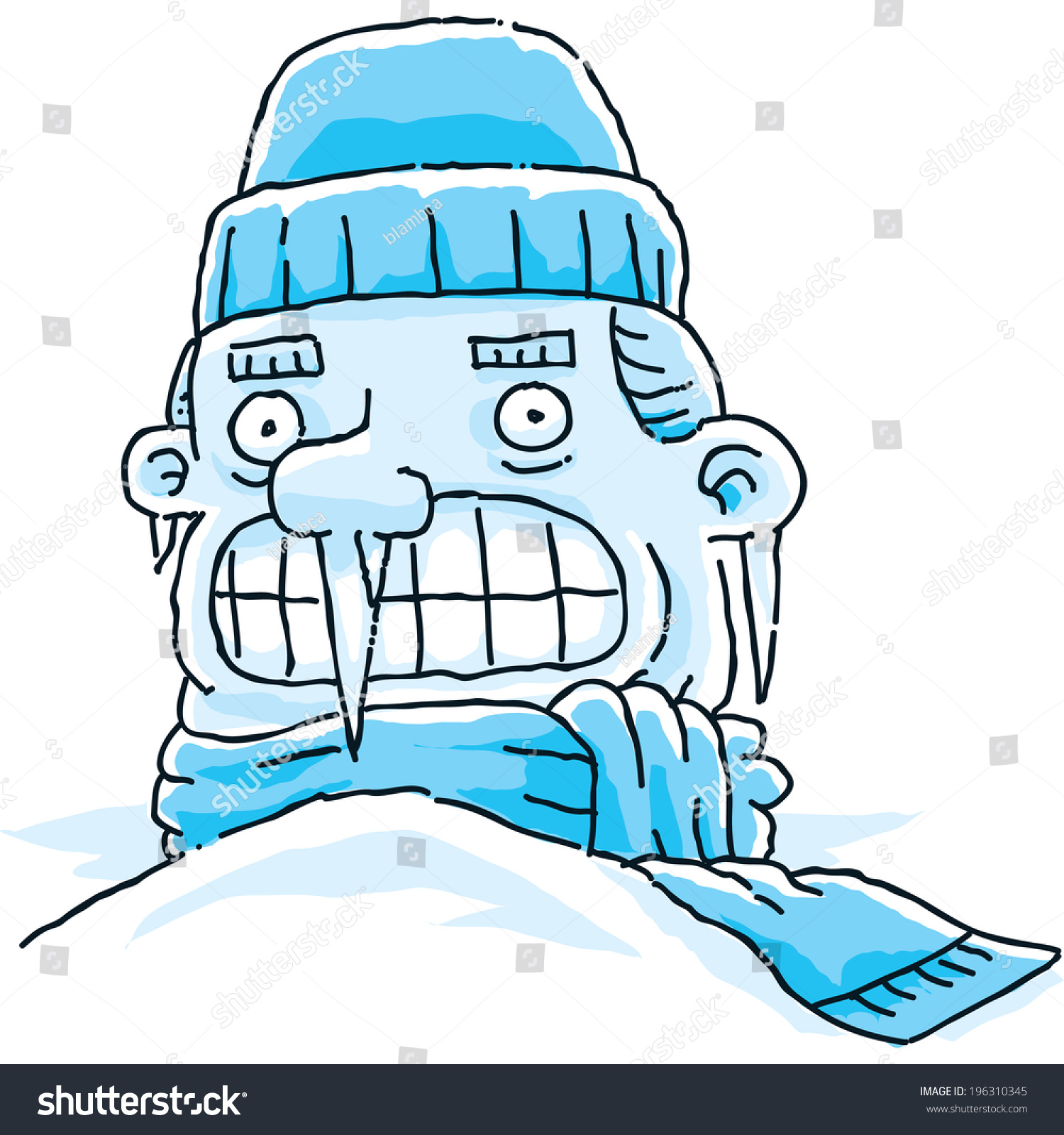 Very Cold Cartoon Man Frozen Snow Stock Vector 196310345 - Shutterstock