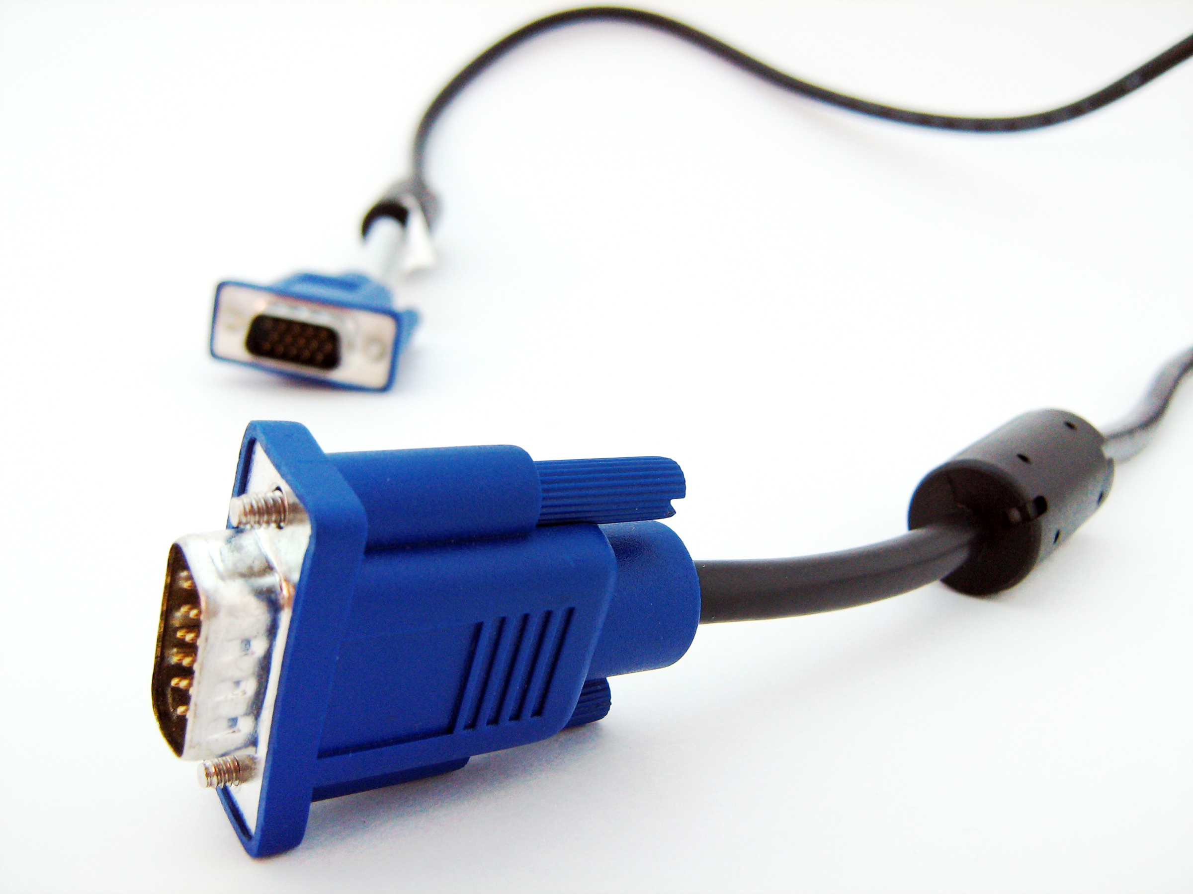 VGA Cables, Blue, Interface, Wire, White, HQ Photo
