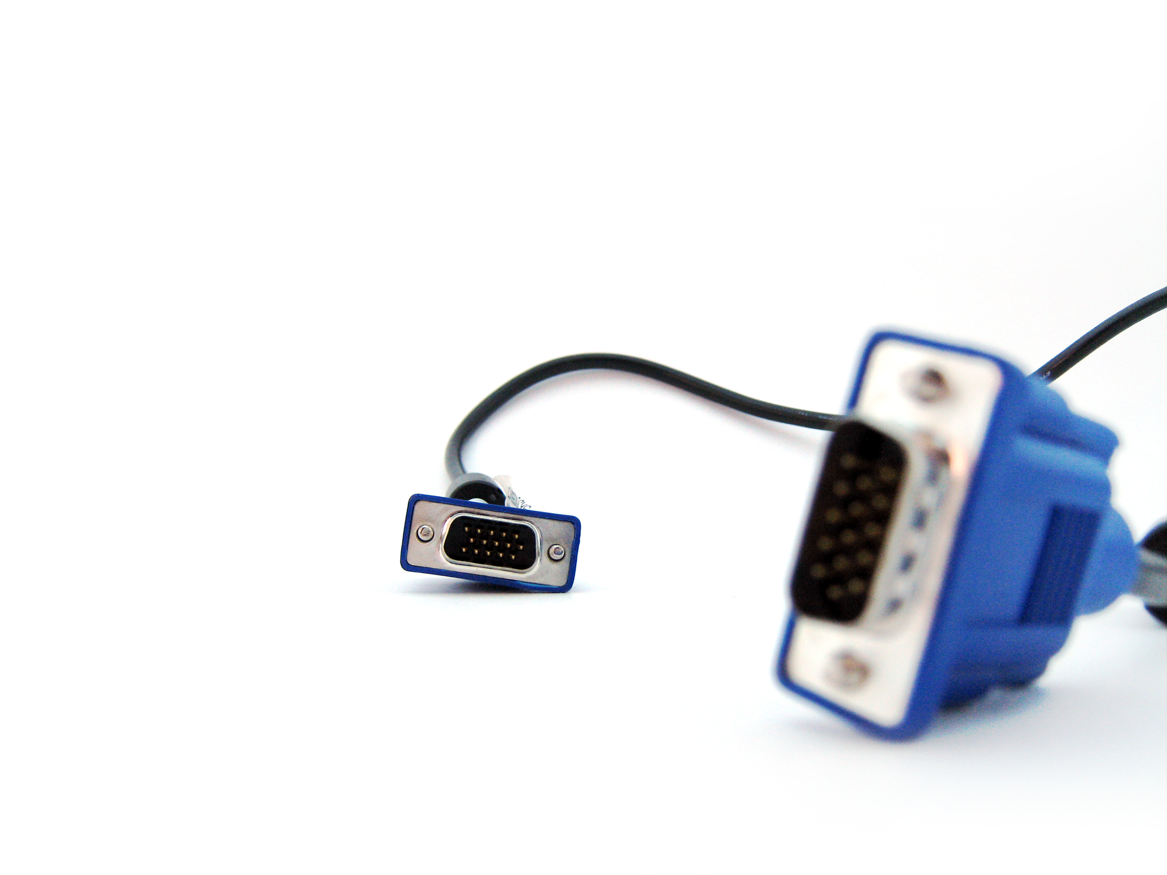 VGA connector, Blue, Interface, Wire, White, HQ Photo