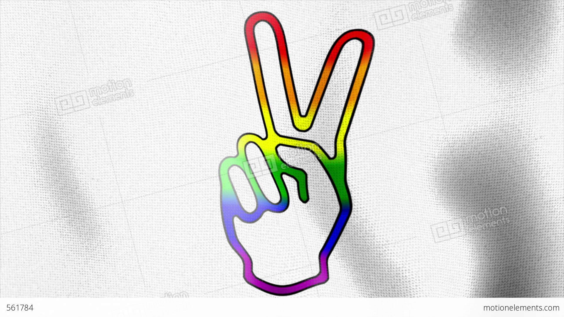 Rainbow Victory Sign White Waving Flag Stock Animation | 561784