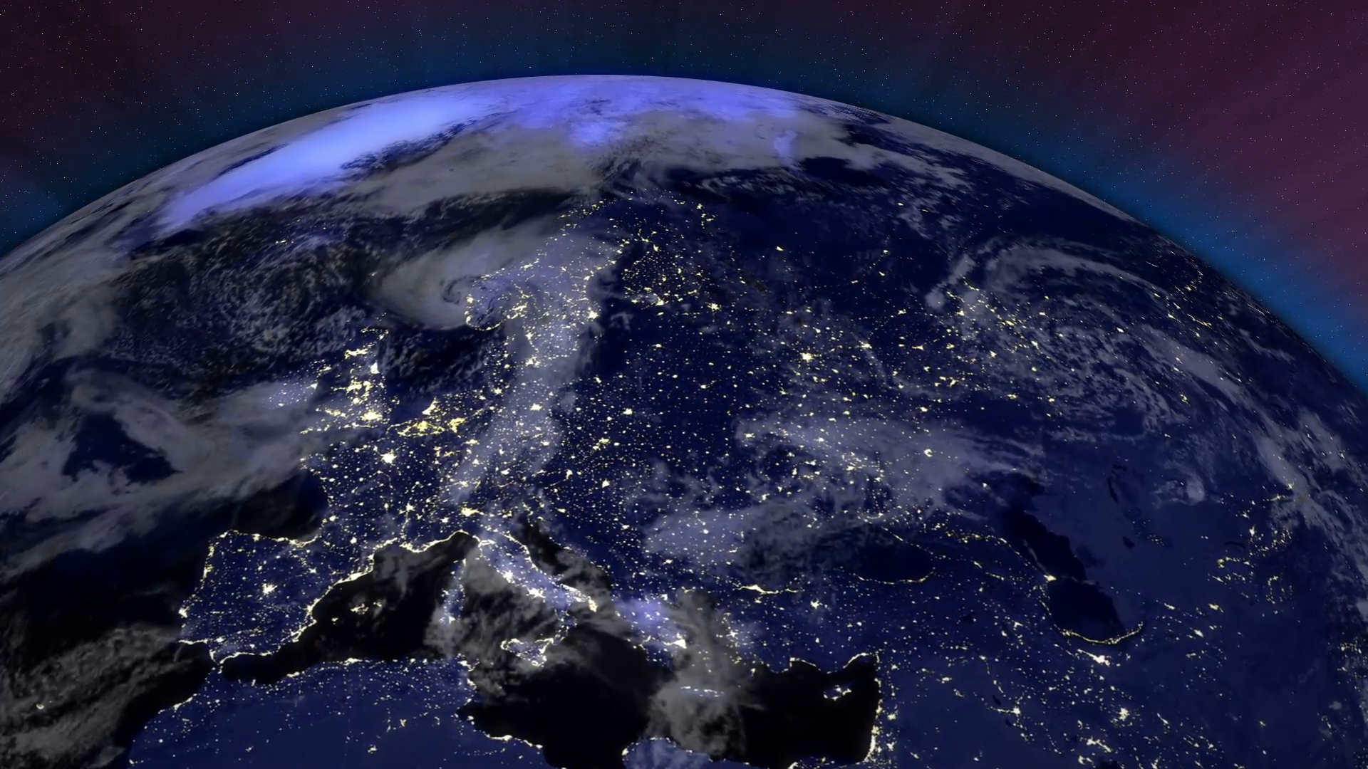 Earth from Space Lightstreaks over Europe view from outer space ...