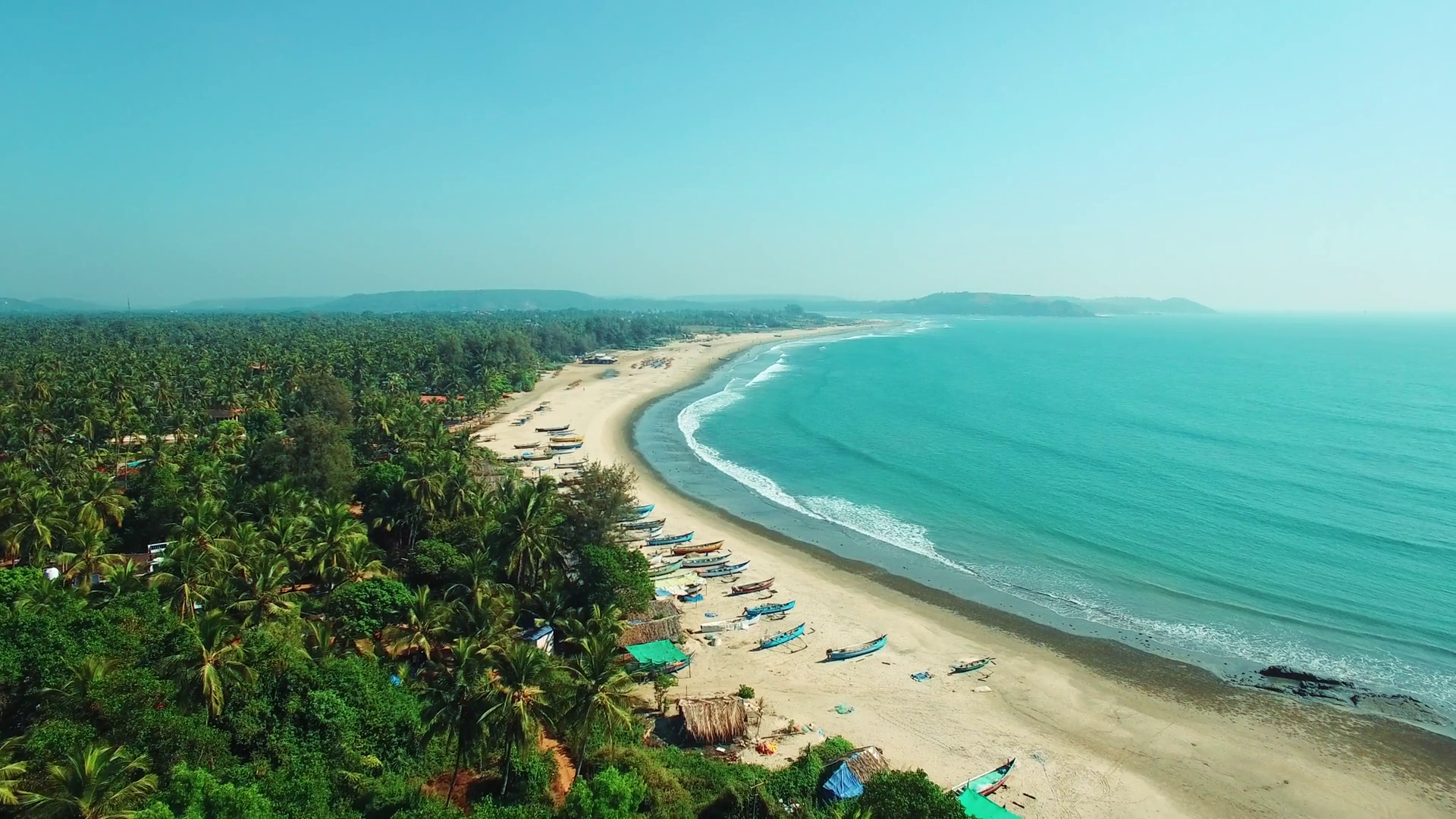 Aerial view of beach Goa. Stock Video Footage - Videoblocks