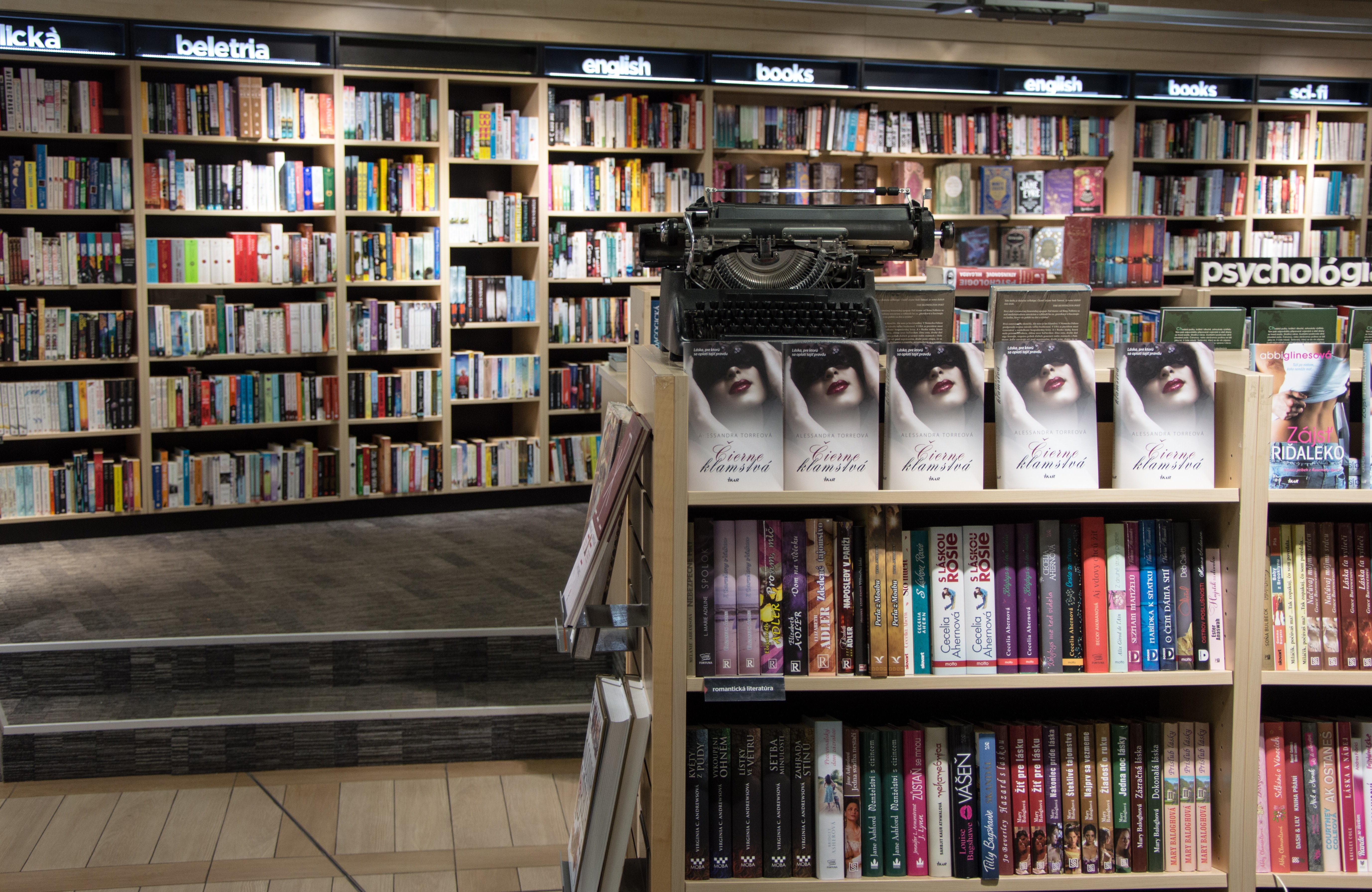 View of books in shelf photo