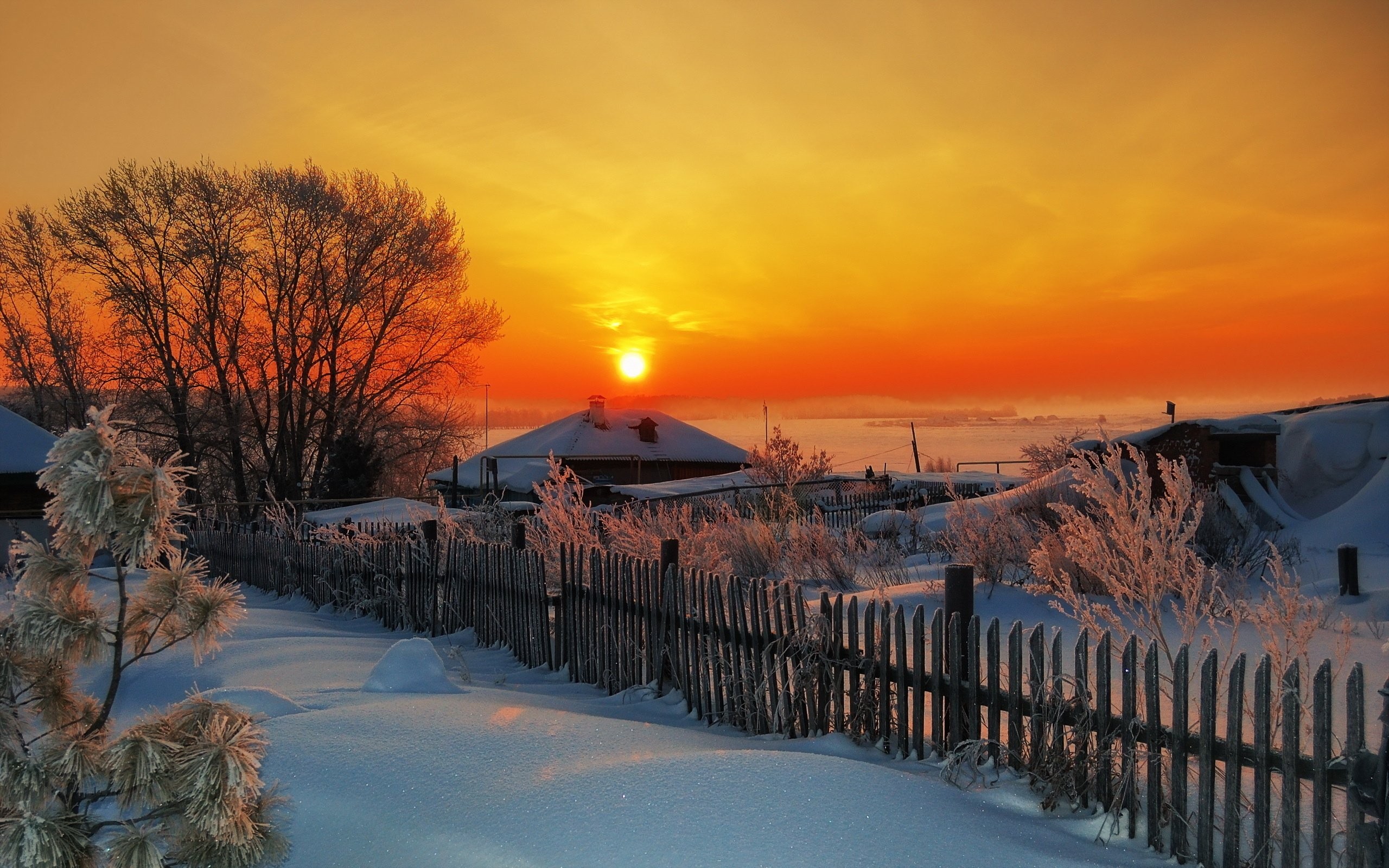 Sunrise Sunset: Sunset Village House Winter Nature Pictures With ...