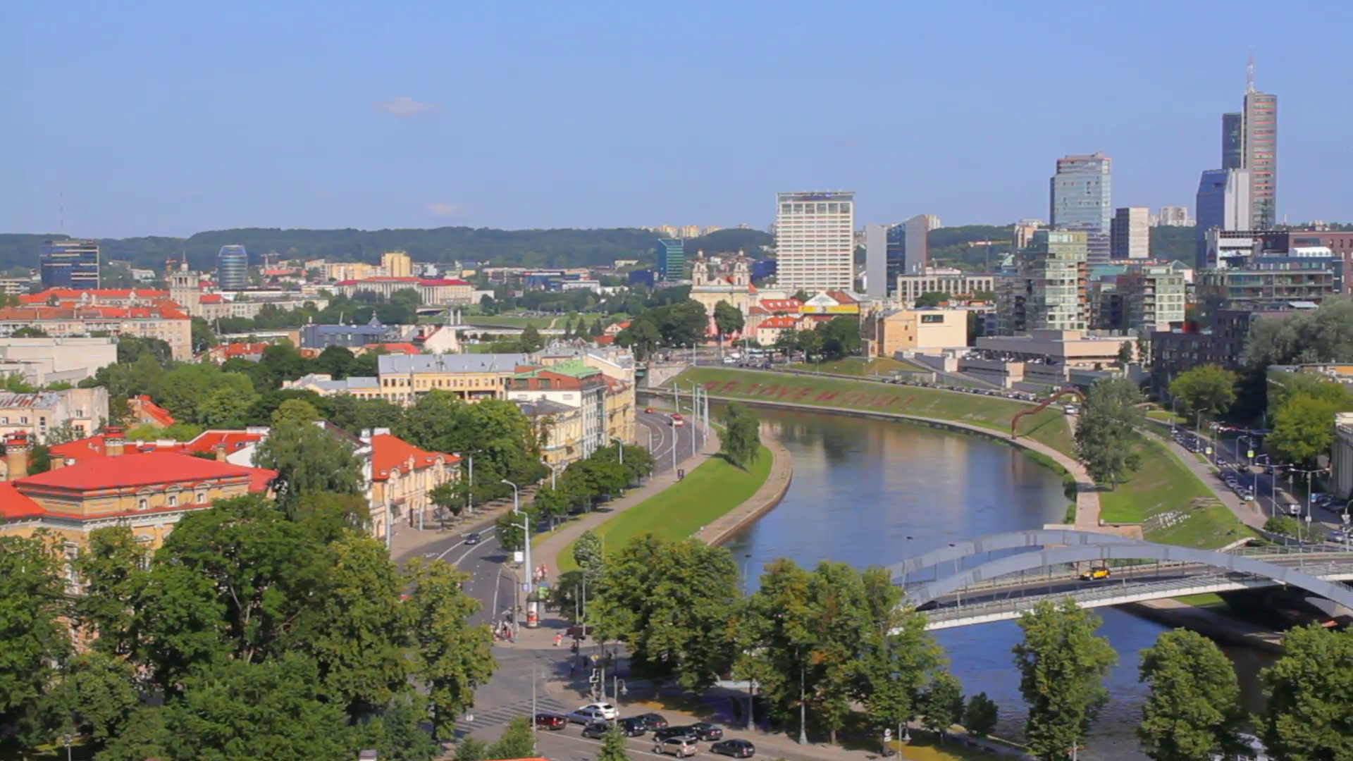 Panorama of Vilnius, view of Vilnius business district (Šnipi  k ...
