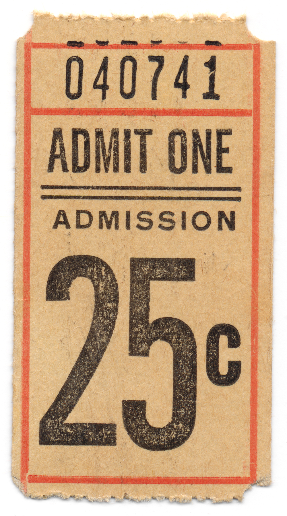 Vintage admission ticket - front side photo