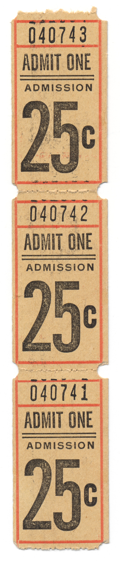 Vintage Admit One Ticket x3, Raymond, Series, Scrapbooking, Scrapbook, HQ Photo
