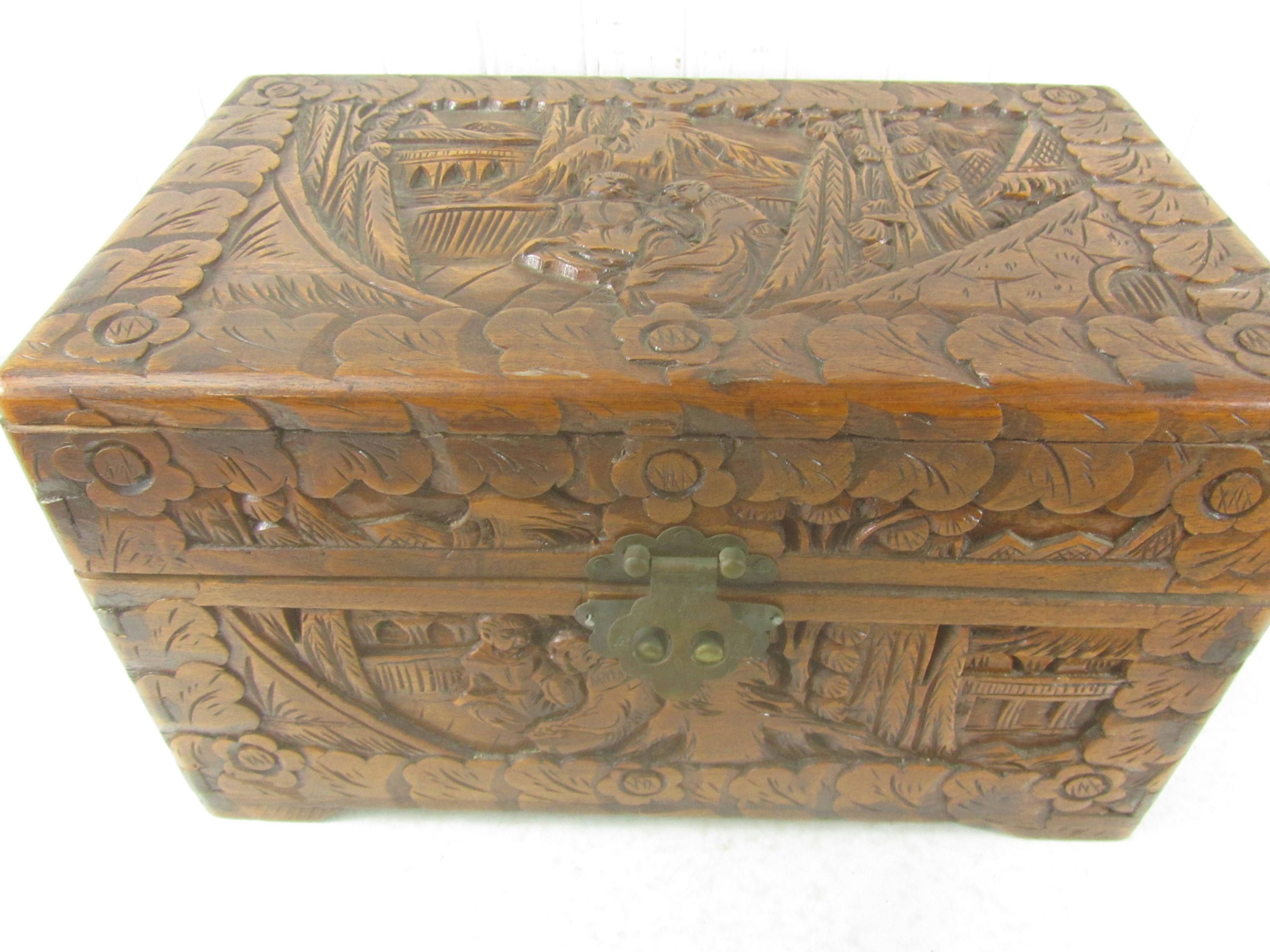 Vintage carved wood box, wood box, ornate box, antique box, jewelry ...