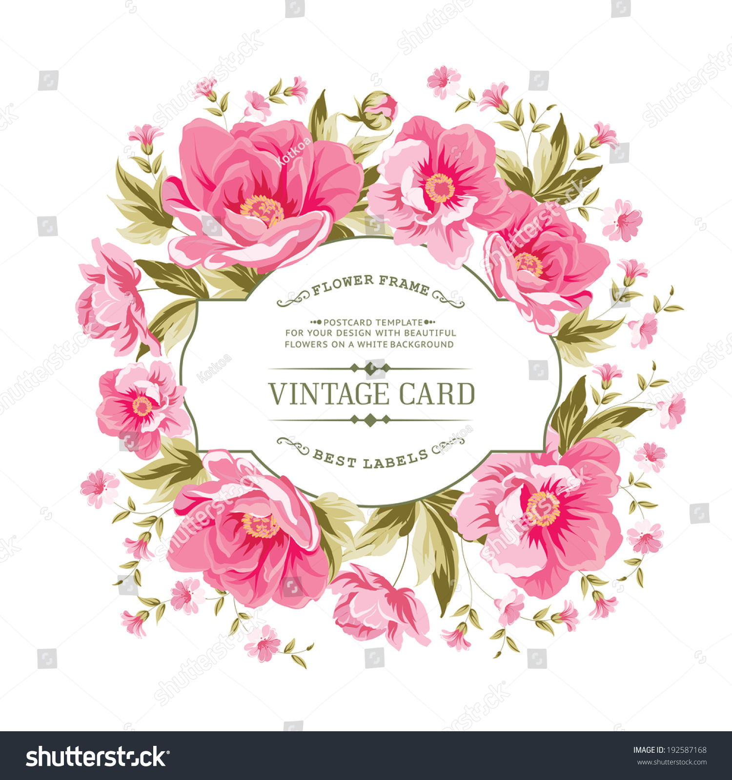 Royalty-free Luxurious vintage card of color peony .… #192587168 ...