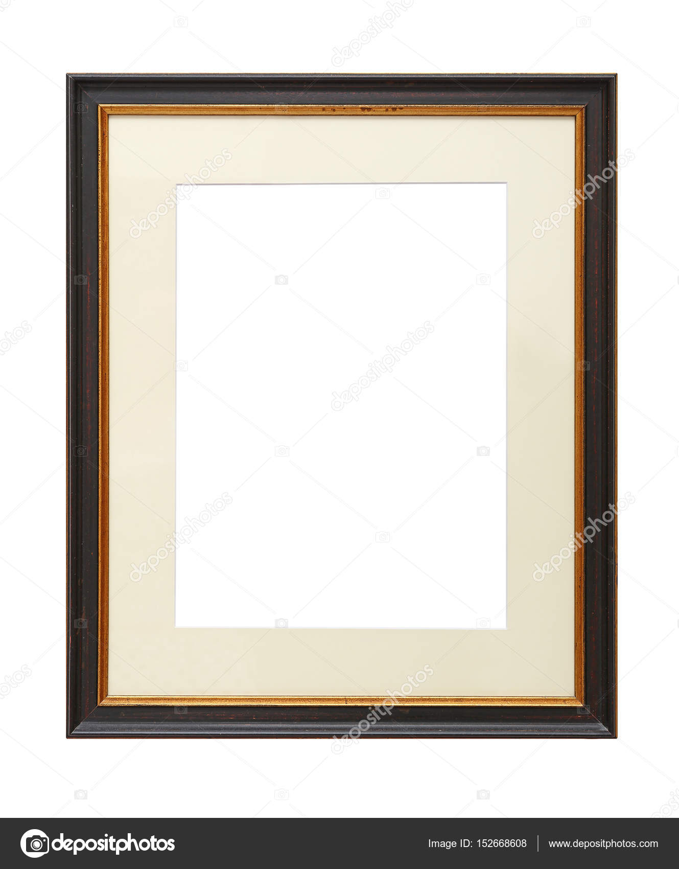 Vintage wooden picture frame with cardboard mat — Stock Photo ...