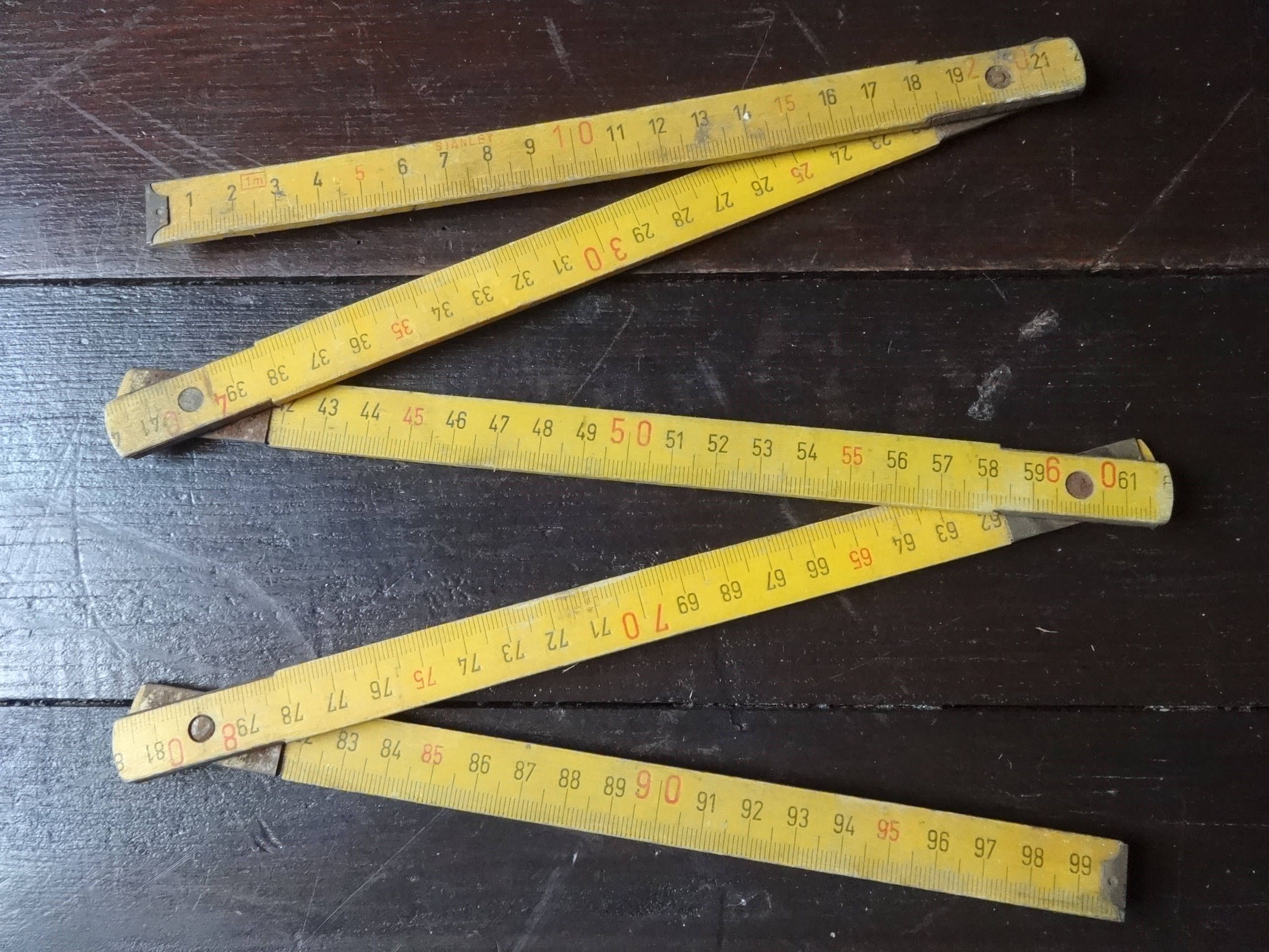 Vintage English Stanley 1 Metre Ruler Scale Measure Yardstick Metre ...