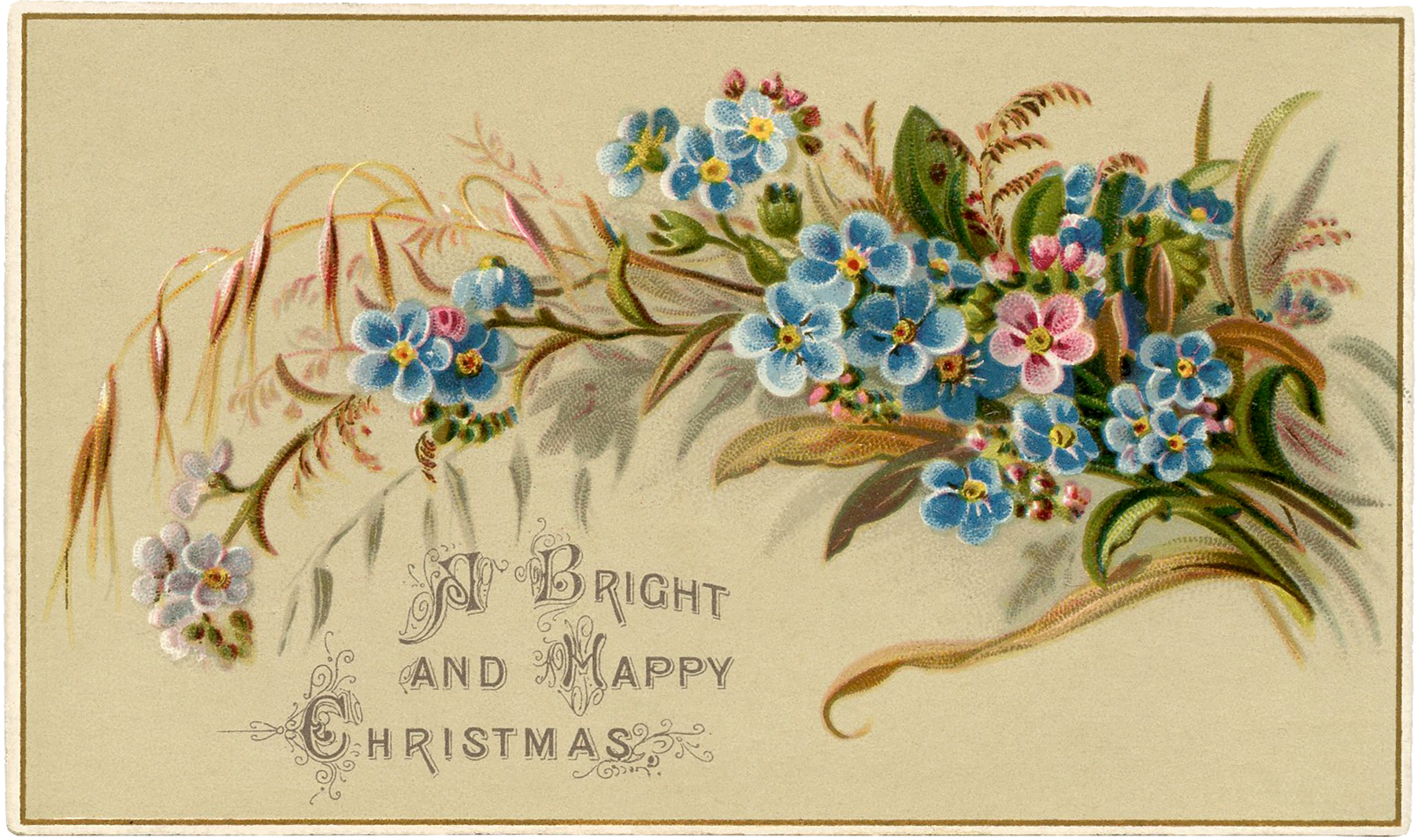 Vintage Floral Christmas Card! - The Graphics Fairy