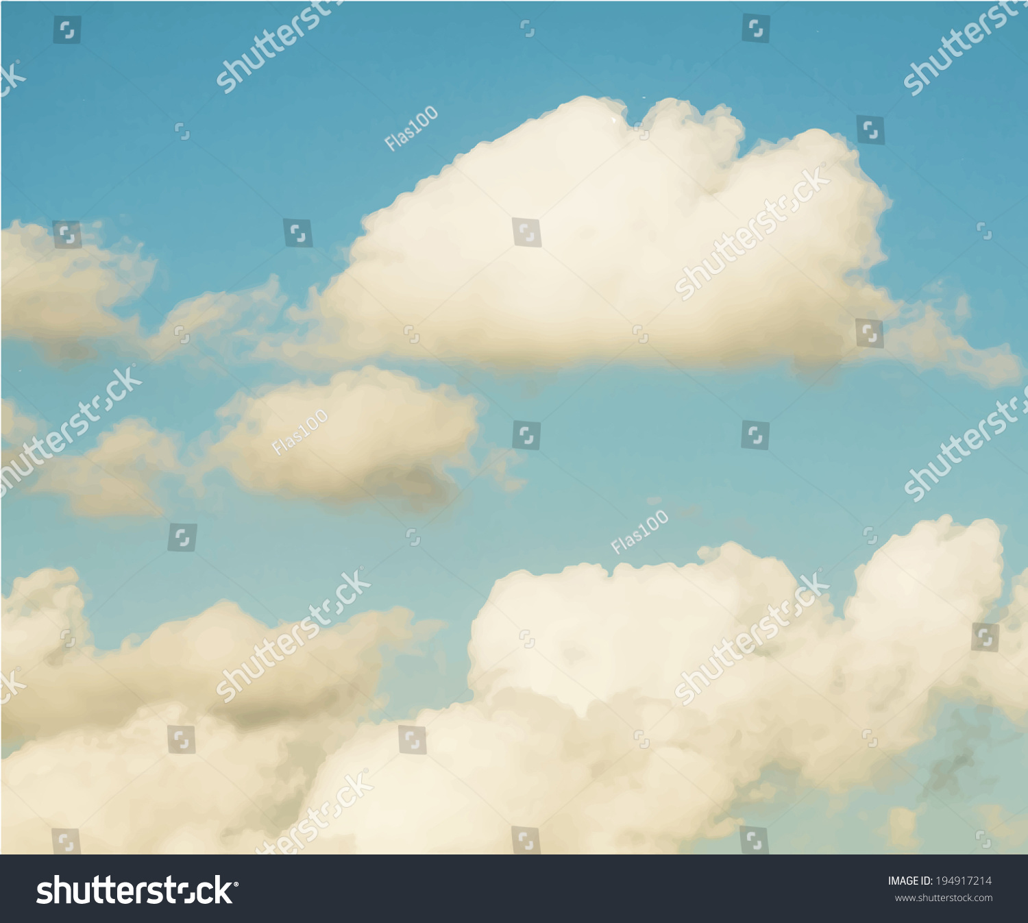 Vintage Clouds Sky Vector Background Stock Vector 194917214 ...