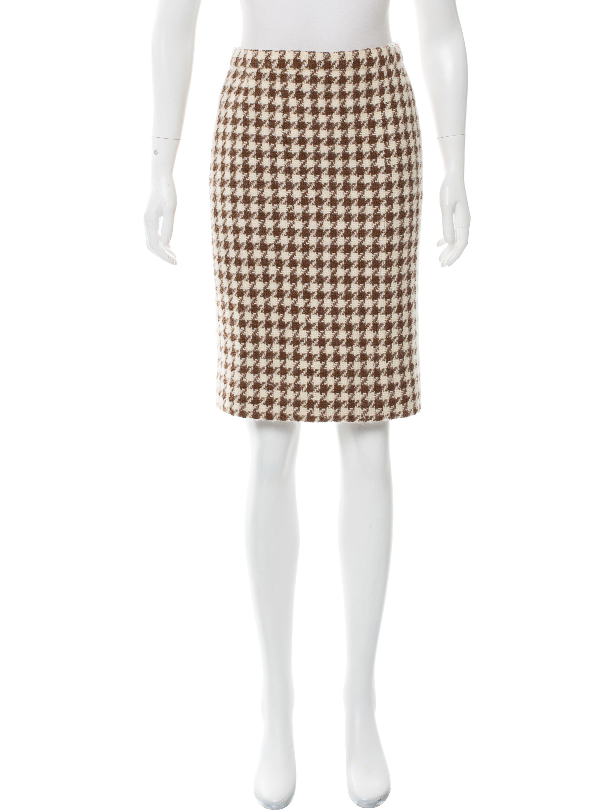 Lyst - Chanel Vintage Houndstooth Skirt Neutrals in Natural