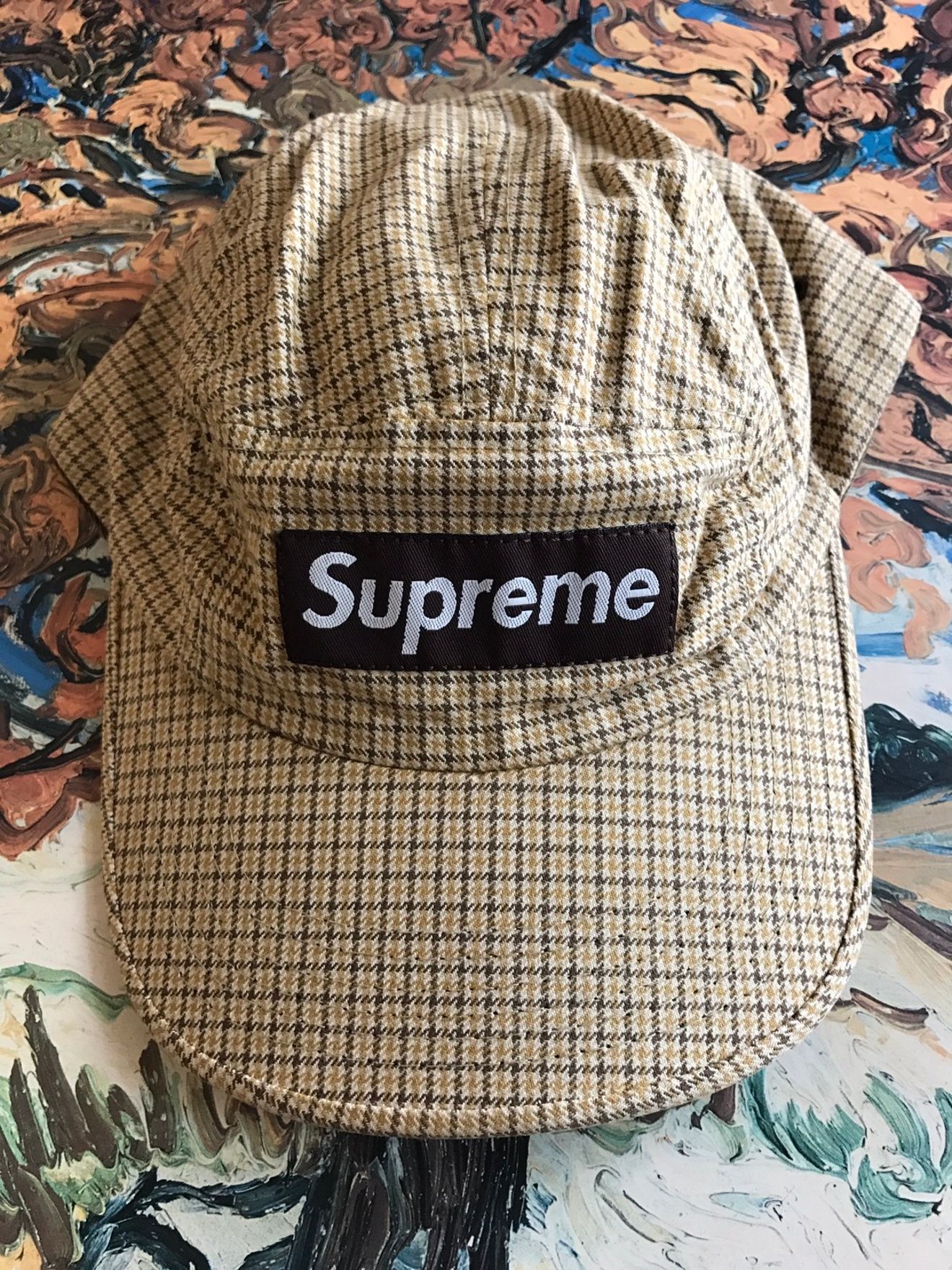 Supreme (FW04) Vintage Houndstooth Plaid Camp Cap Size ONE SIZE ...