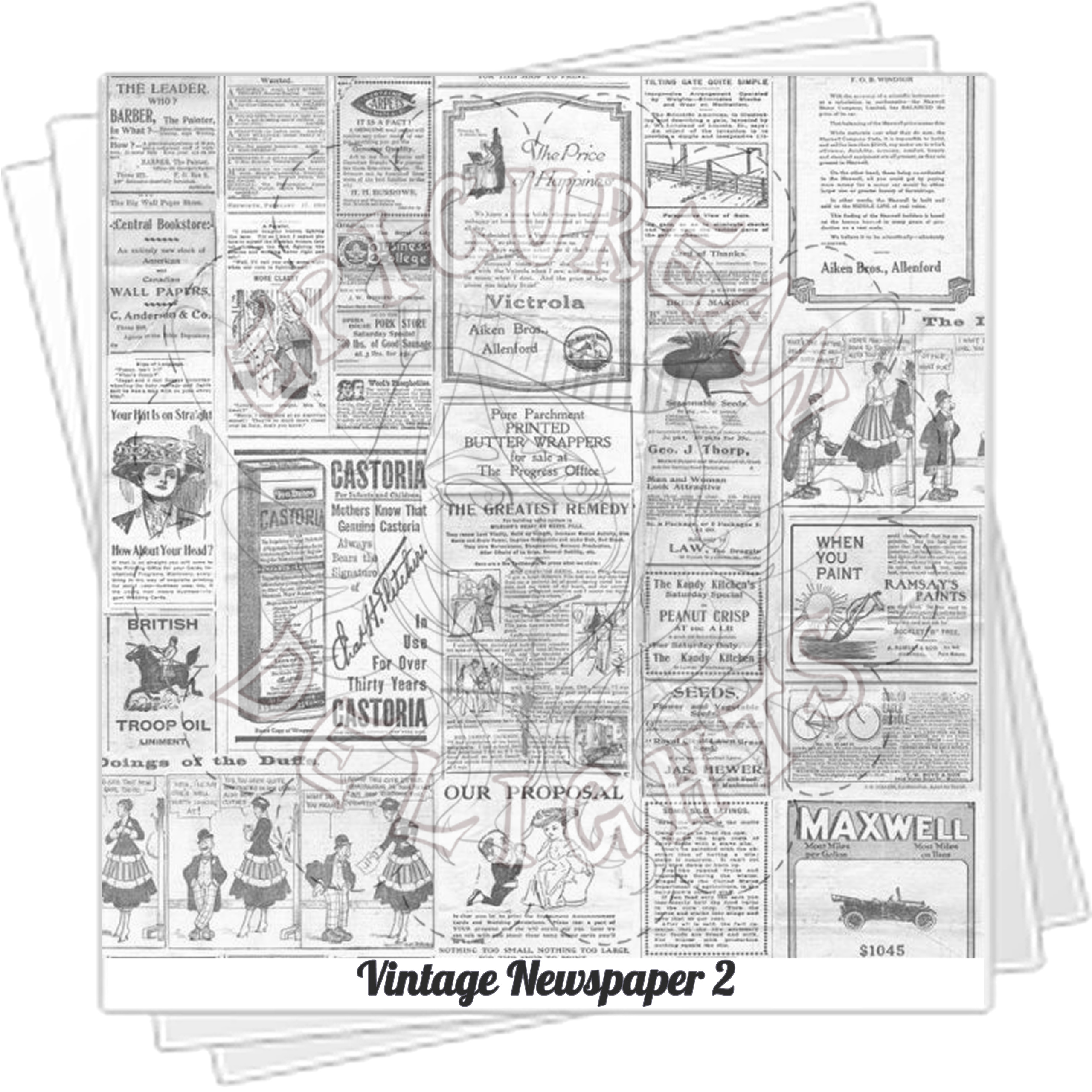 Printed Wafer Paper: Vintage Newspaper Print