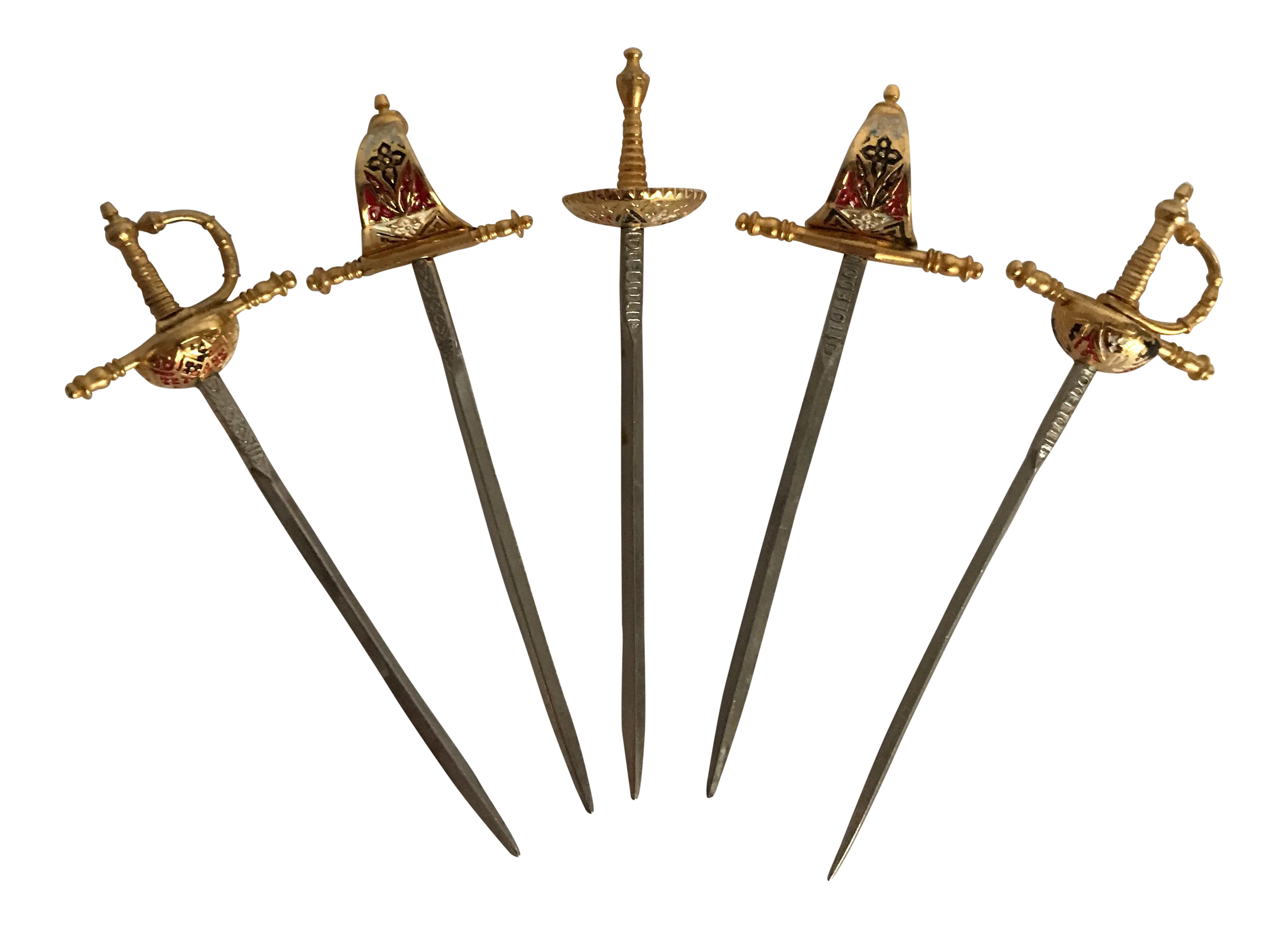 Vintage Metal Cocktail Swords - Set of 5 | Chairish