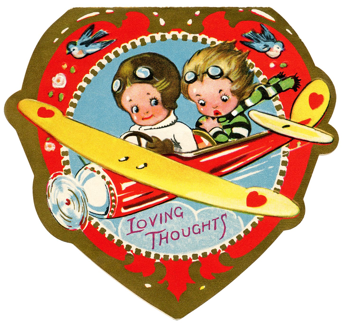 biplane valentine, vintage valentine clip art, airplane valentine ...