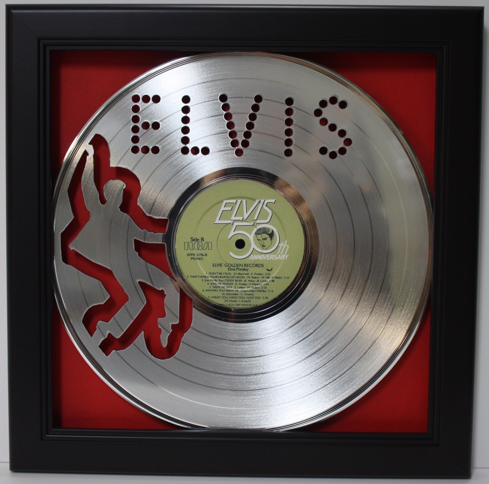 Elvis Presley 2 Framed Laser Cut Platinum Vinyl Record in Shadowbox ...
