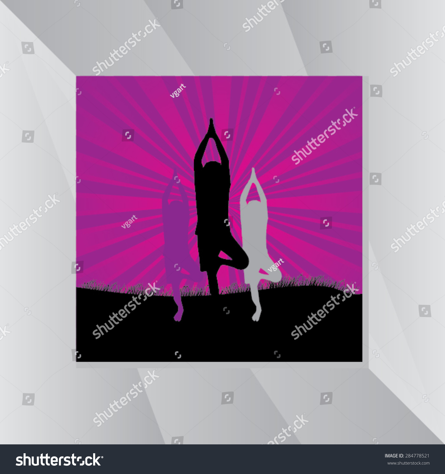 Yoga Posture Purple Background Vector Illustration Stock Vector ...