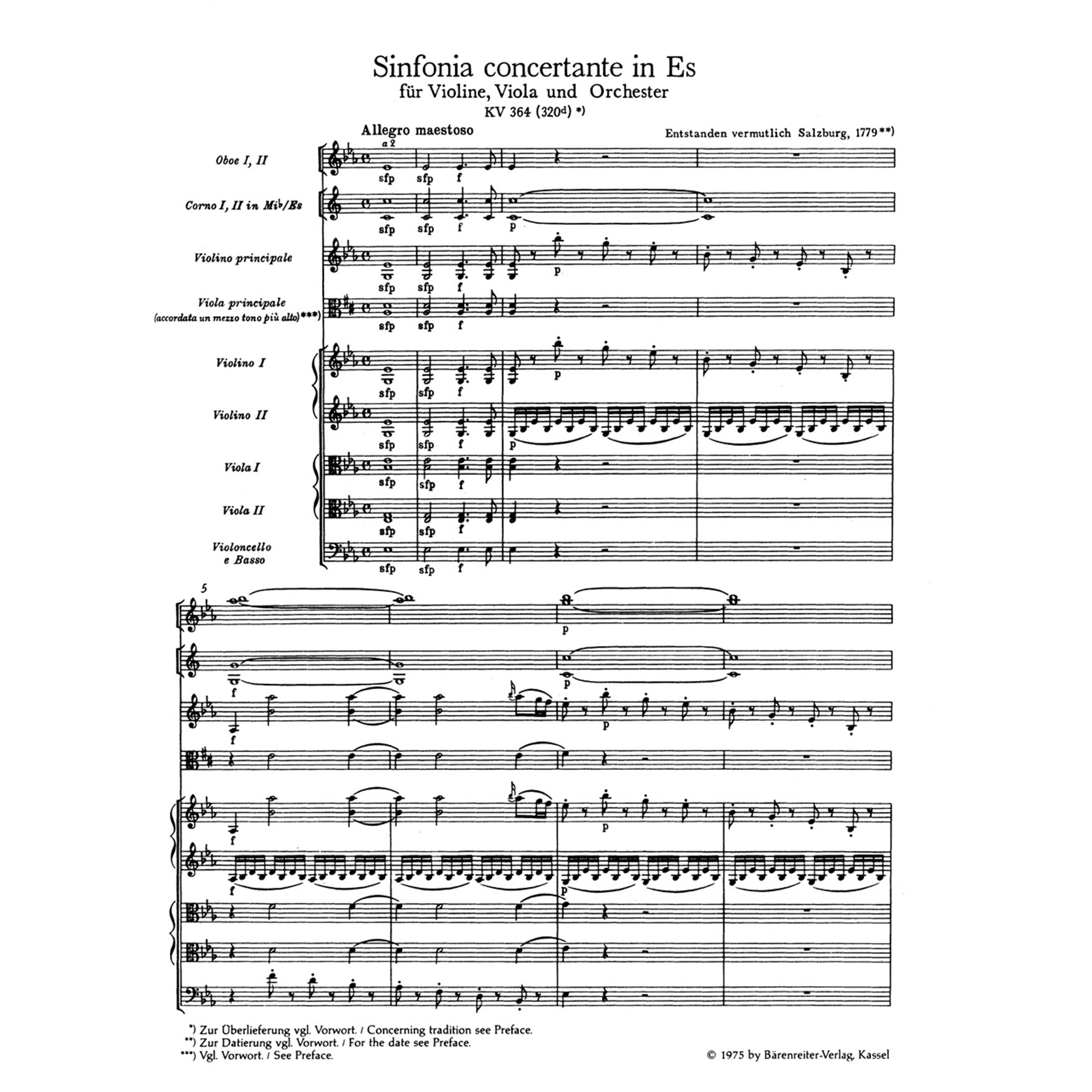 Mozart, WA - Sinfonia Concertante in E-flat Major for Violin, Viola ...