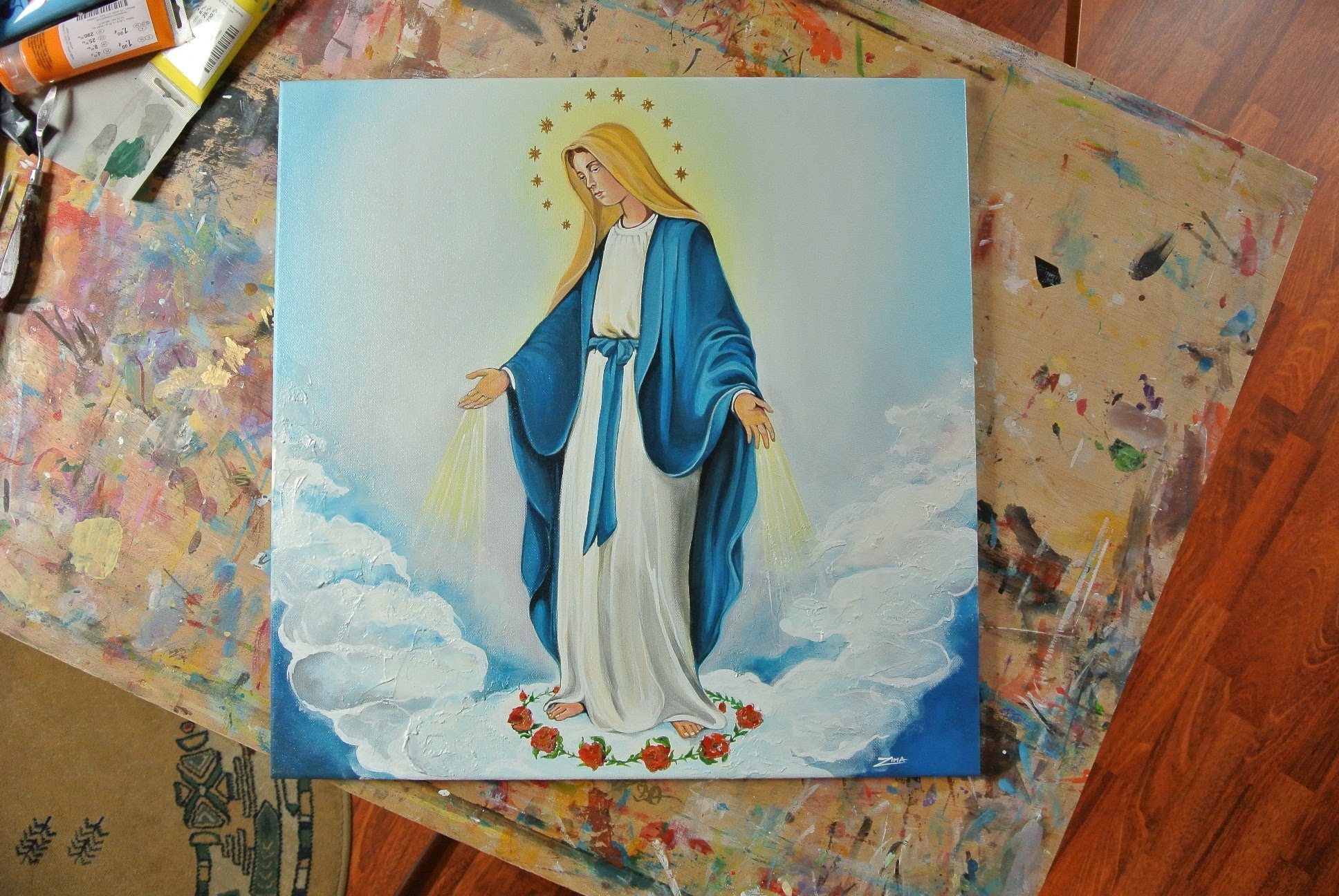 Virgin Mary Painting on Canvas - YouTube
