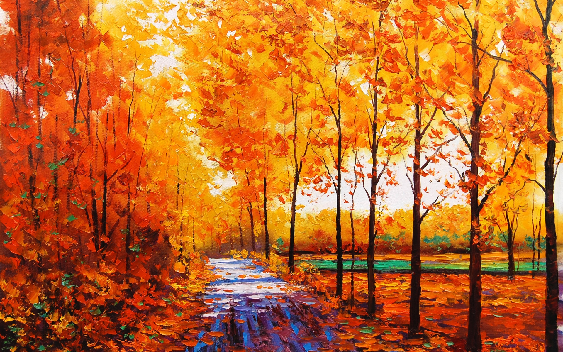 painting fall trees | autumn trees paintingart artistic oil painting ...
