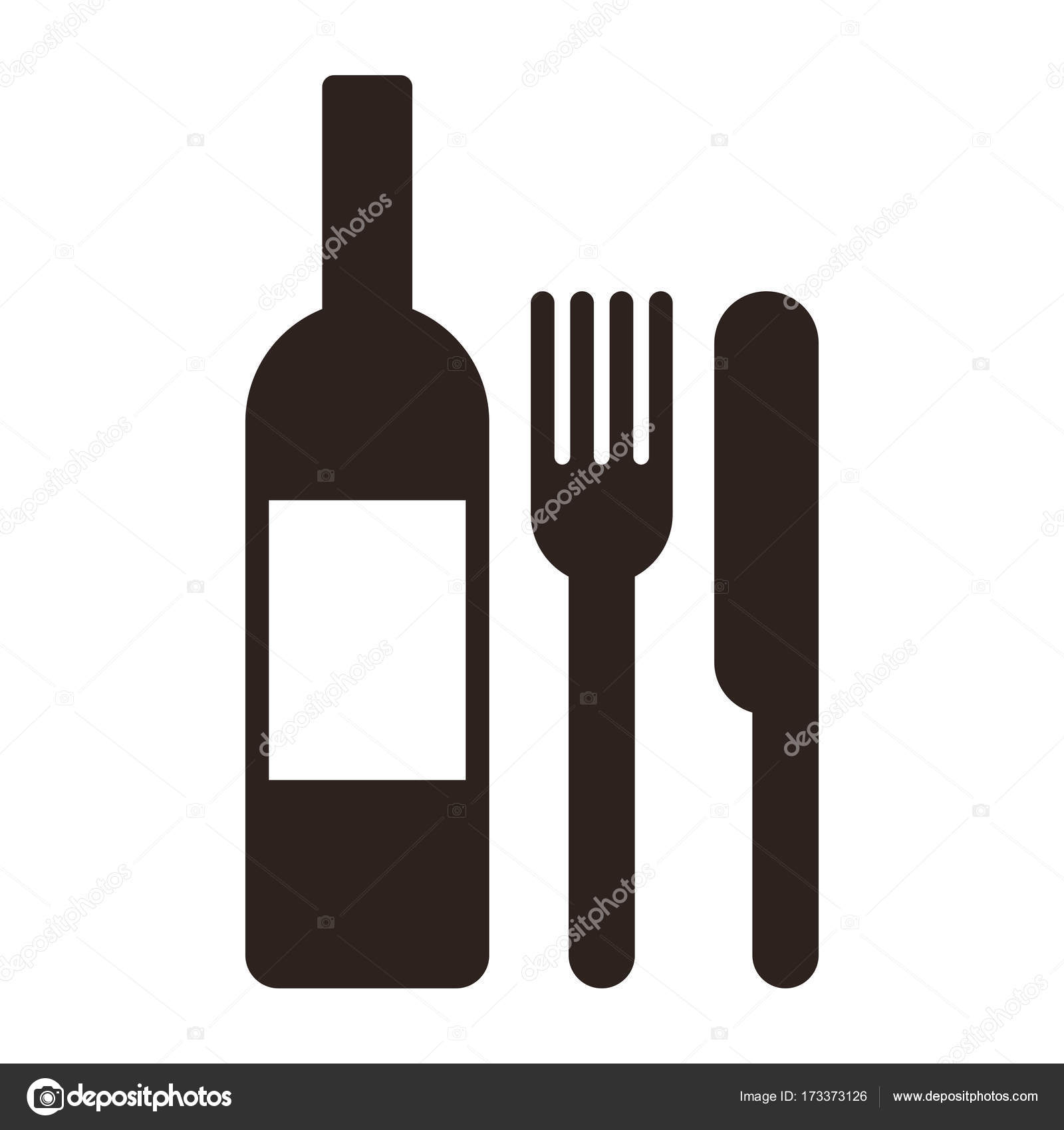 Fles, mes en vork — Stockvector © nikolae #173373126