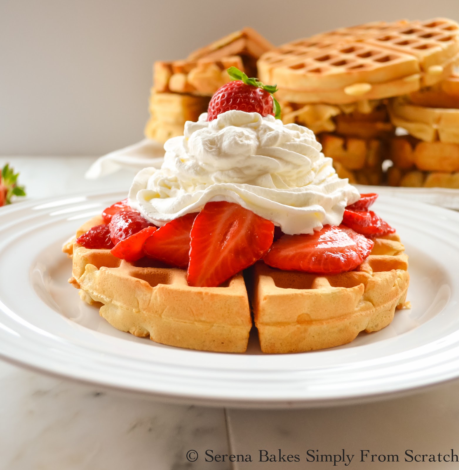 Waffle with strawberries photo