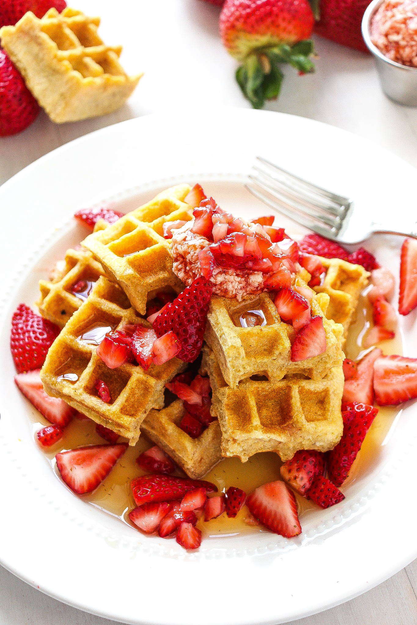 Strawberry Jam Swirled Waffles - Layers of Happiness