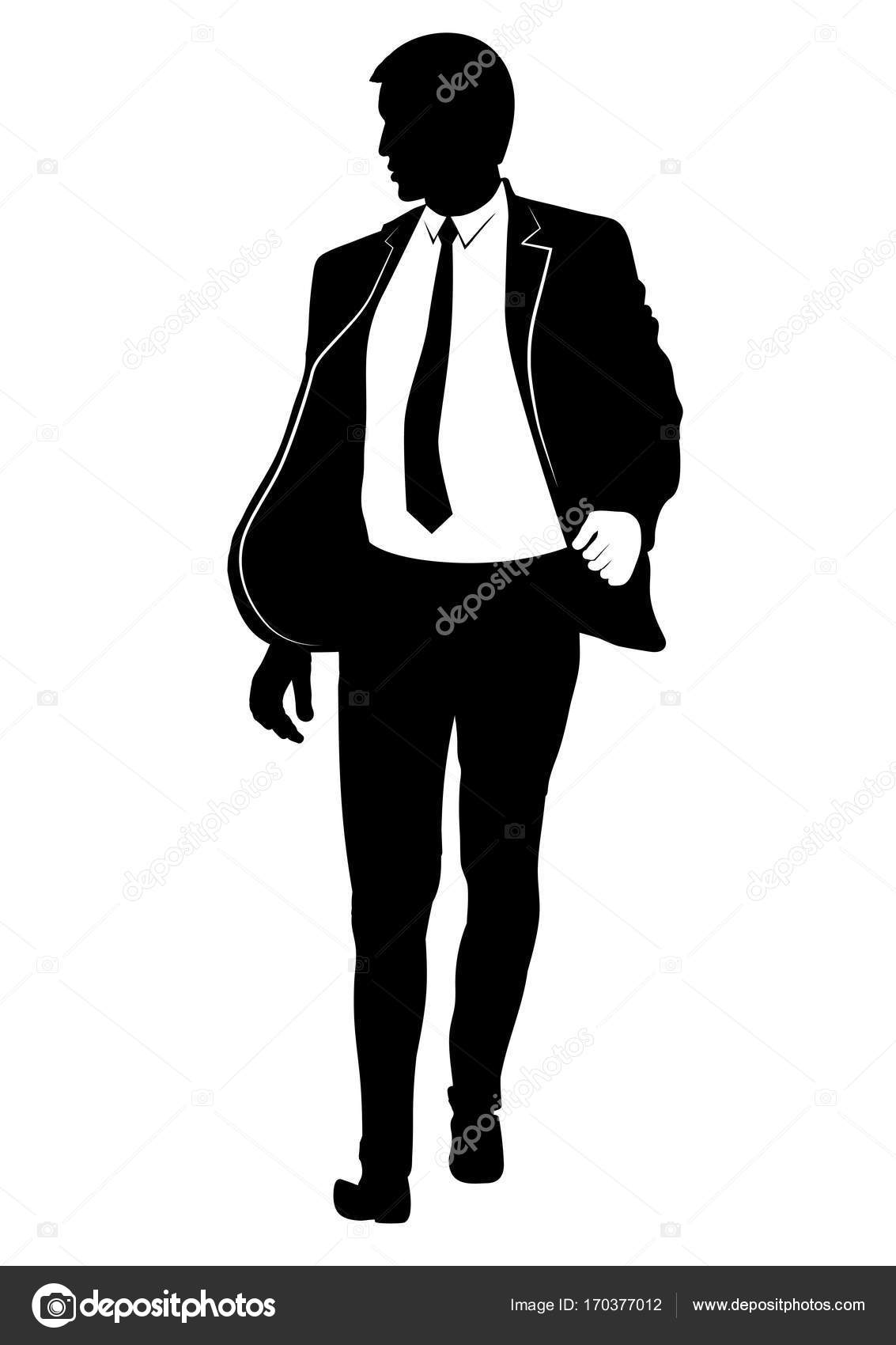Silhouette of a walking man in a suit and tie — Stock Vector ...