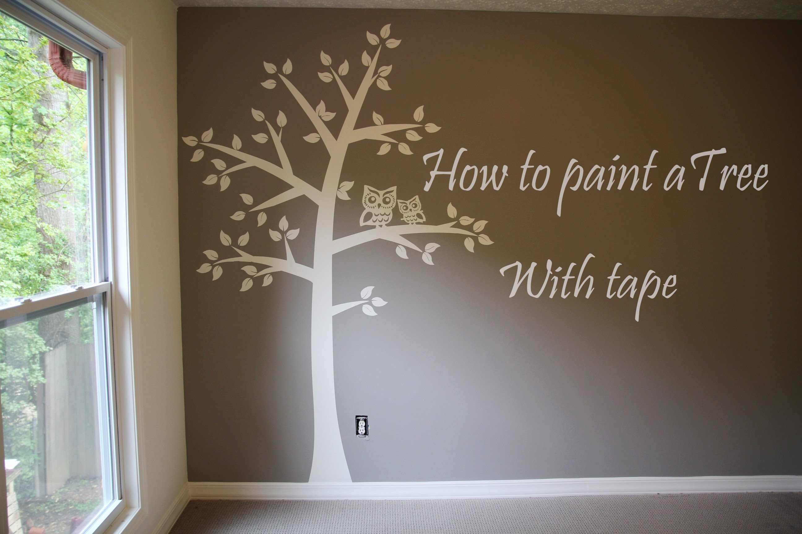 How to paint tree on wall 4 baby room. Easy - tape & paper only ...