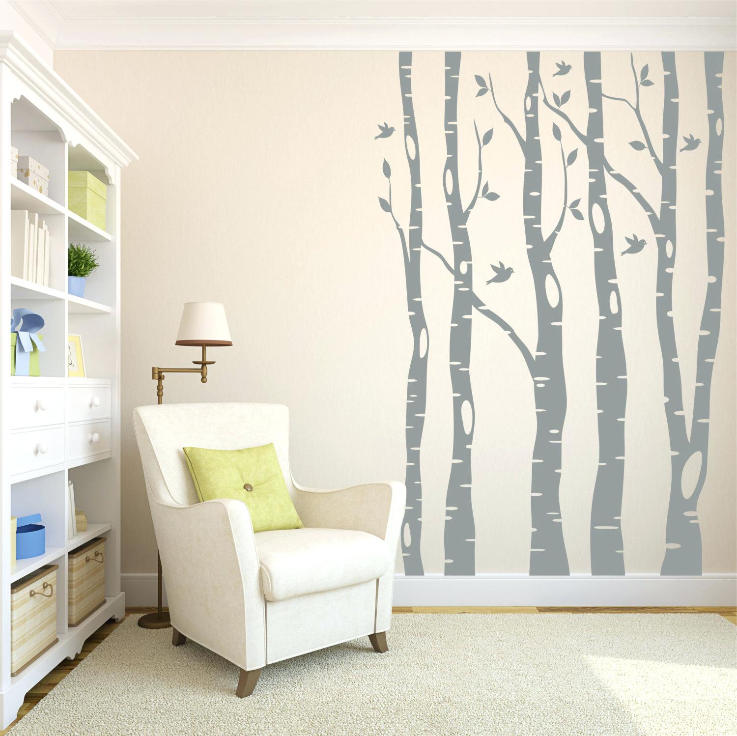 Trees Wall Decals And Gray Jungle Wall Mural With Monkey Decals For ...