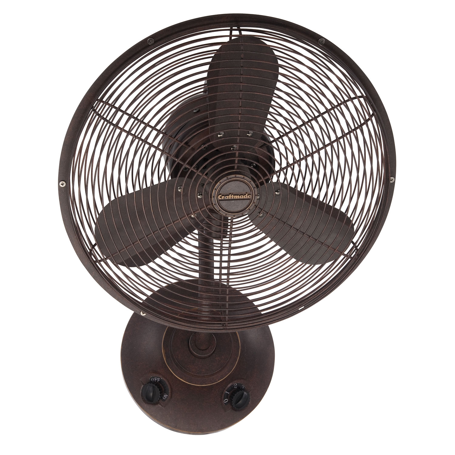 Bellows Aged Bronze Textured 14 Inch Wall Mount Fan With Three ...
