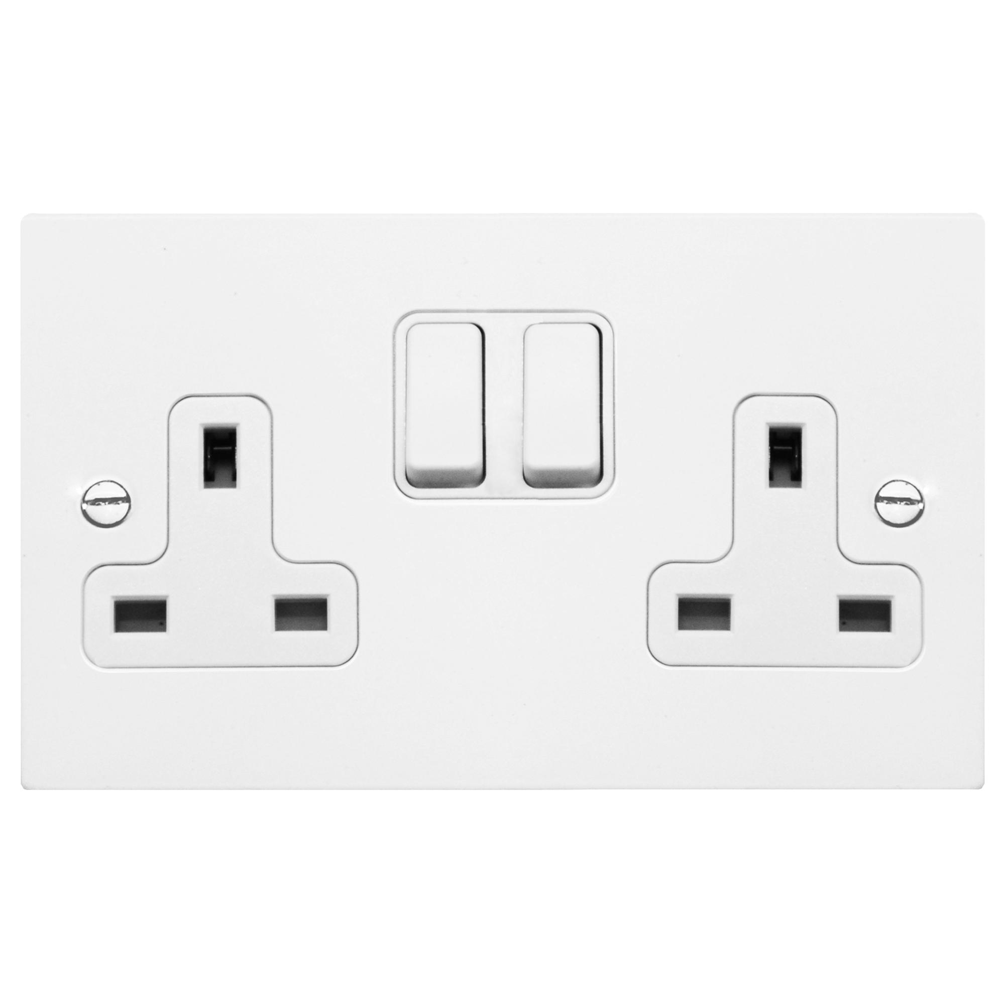 Wall Socket White Switch 2 gang 13 amp switch socket outlet Satin ...