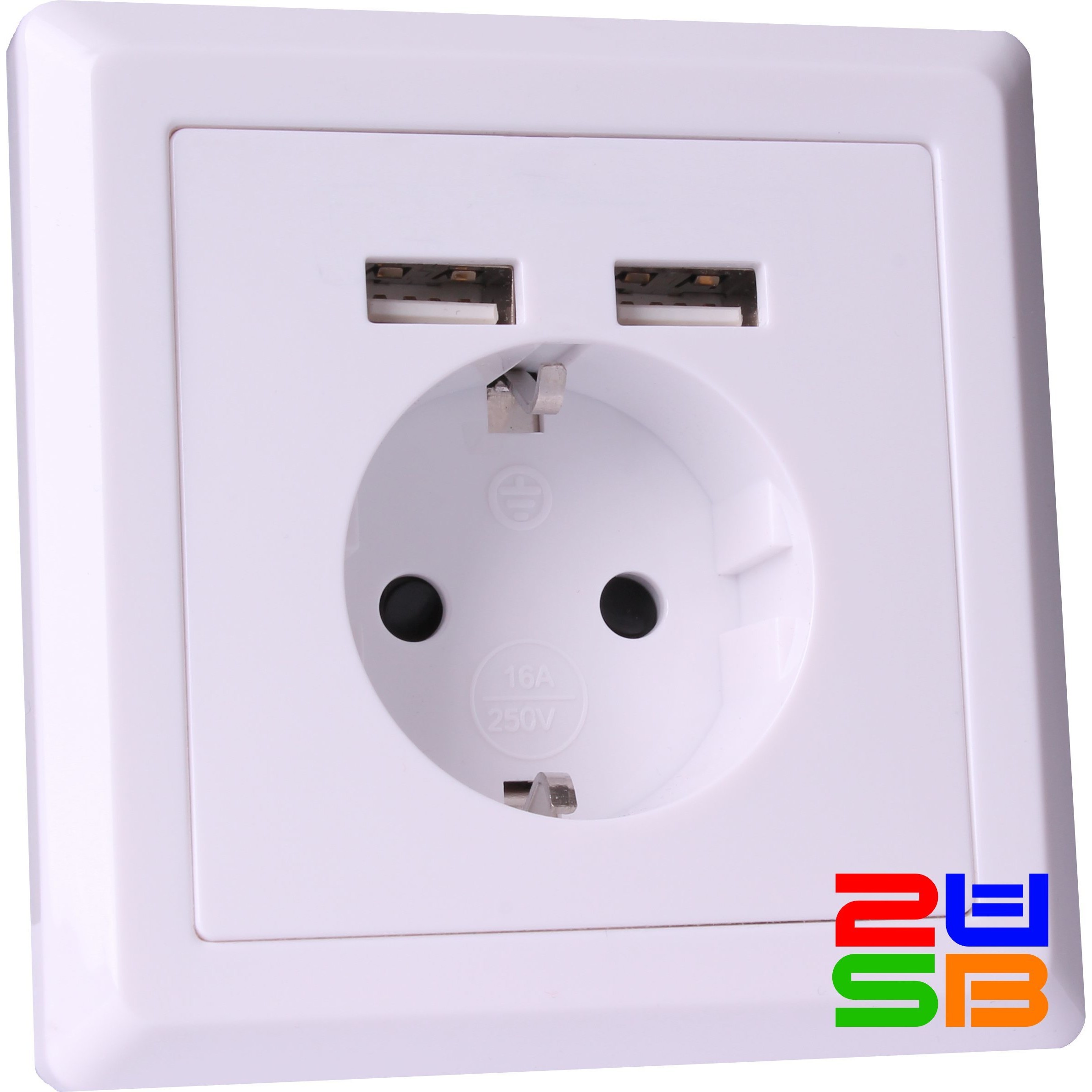 The 2USB wall outlet charges 3 devices in one socket
