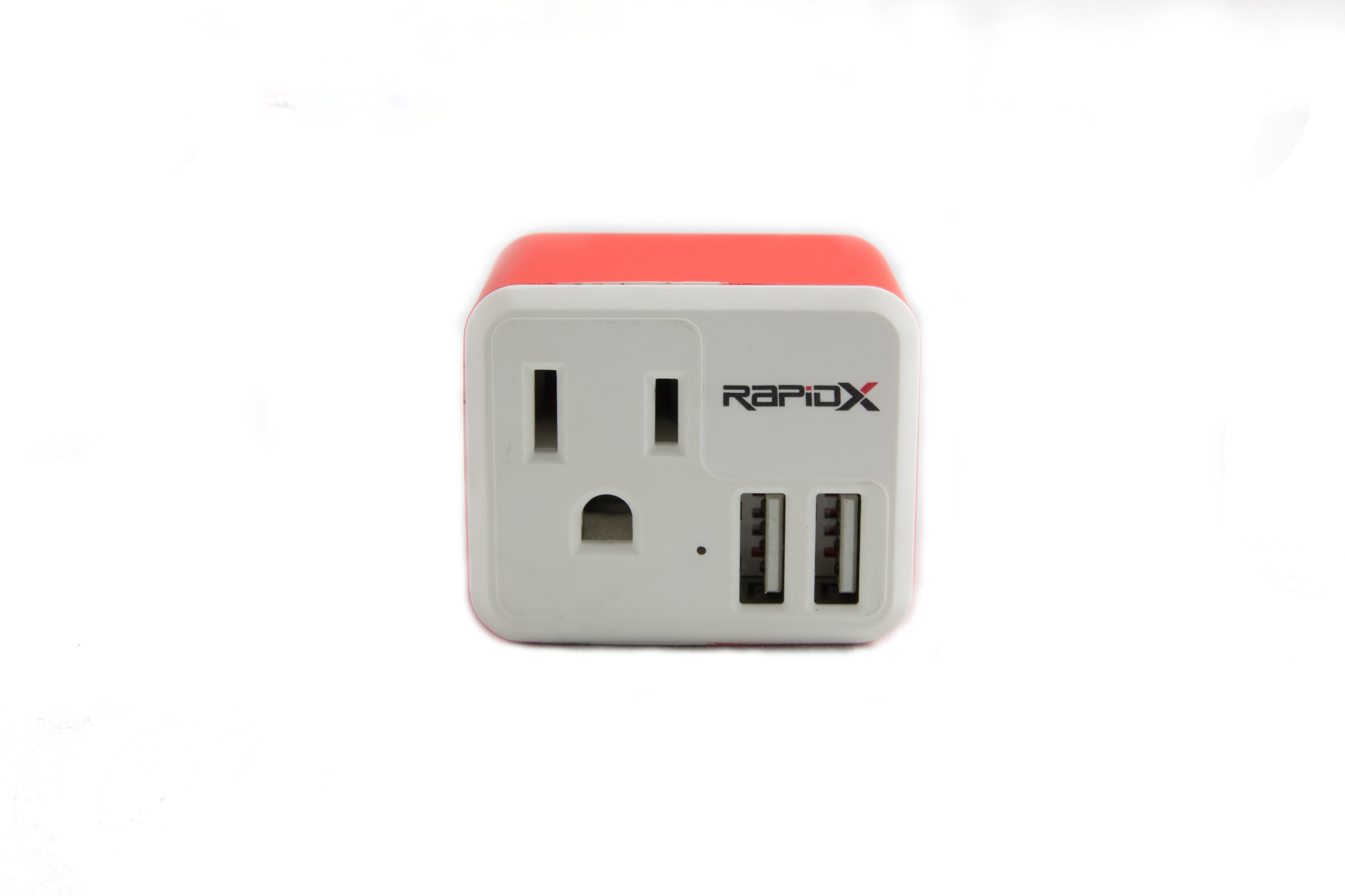 PowX-2 Wall Outlet with 2 USB Ports by RapidX Red