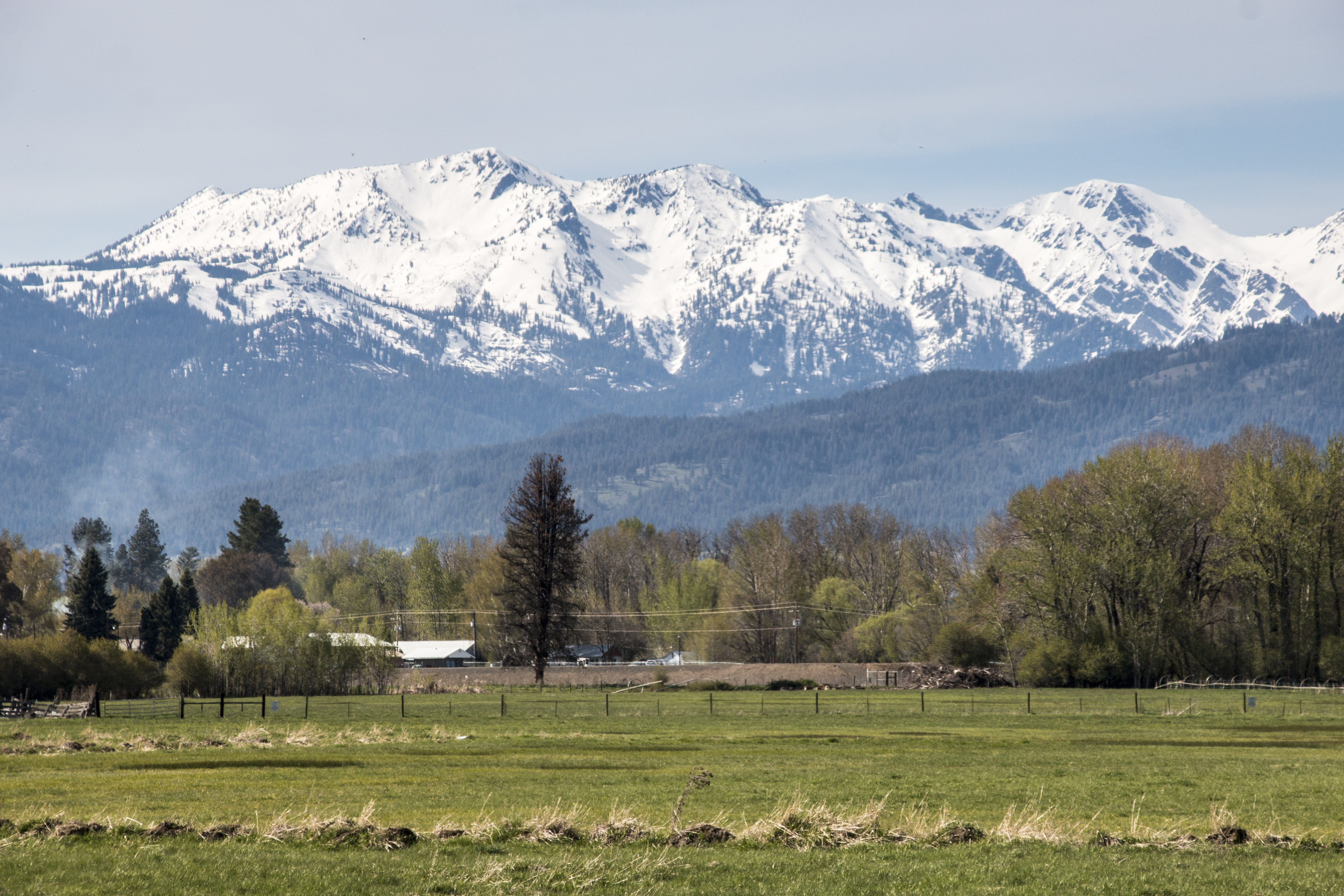 Wallowa Mountains, from Halfway, Oregon, Grass, Mountain, Oregon, Road, HQ Photo