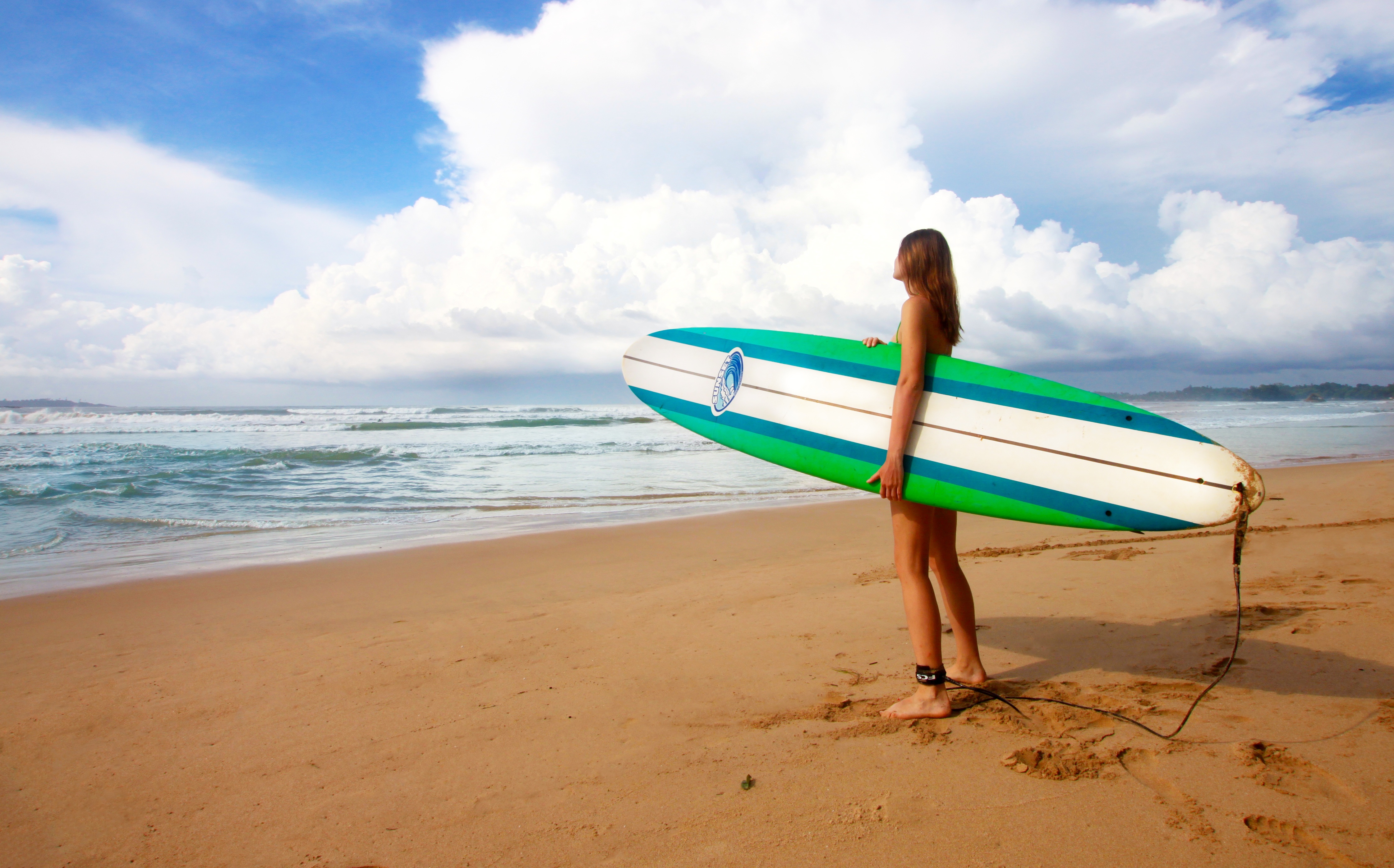 Wanna Surf?, Beach, Girl, Model, Sea, HQ Photo