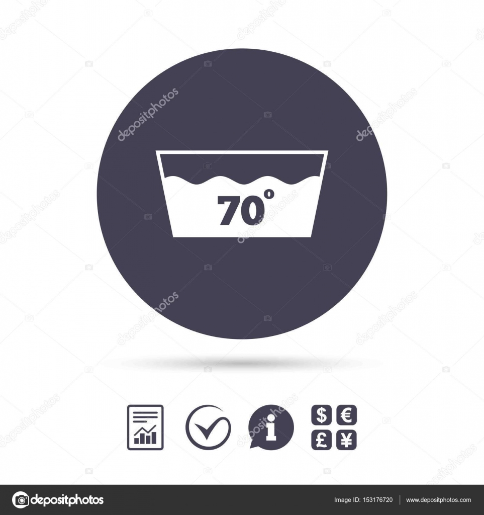 Wash icon. Machine washable at 70 degrees symbol. — Stock Vector ...