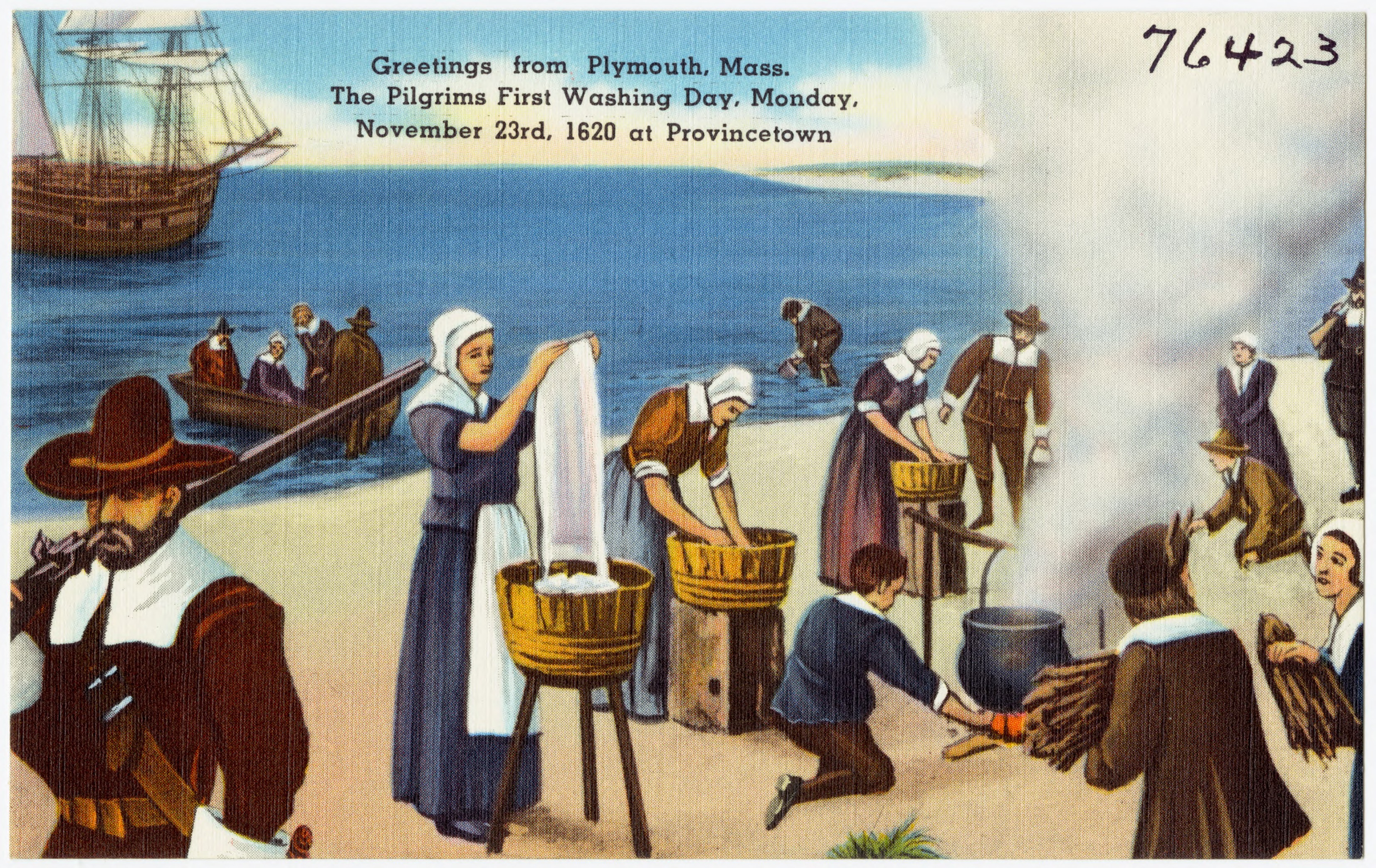 File:Greetings from Plymouth, Mass., the pilgrim's first washing day ...