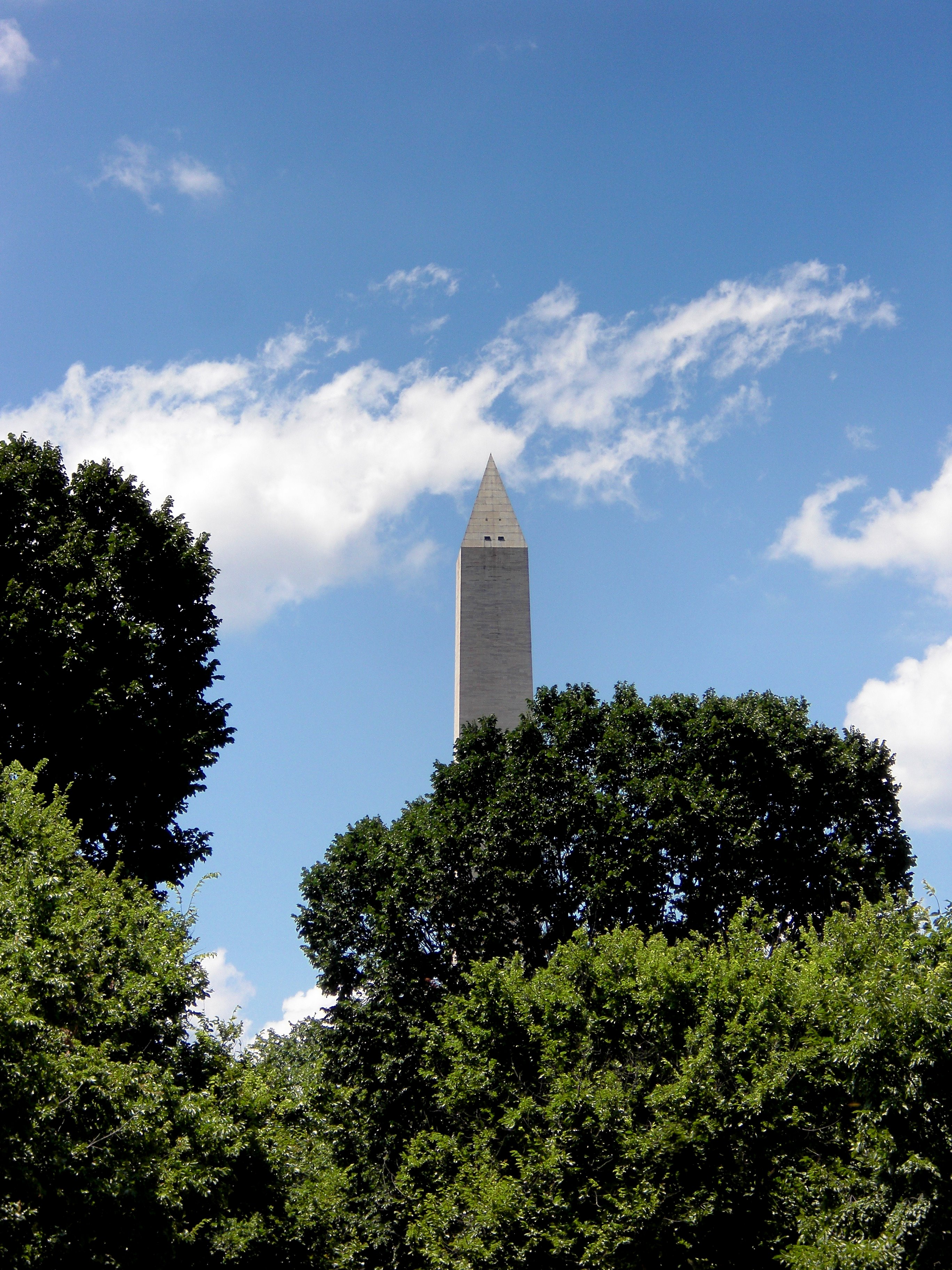 Washing Monument Peak-a-boo, Blue, Clouds, Green, Historic, HQ Photo
