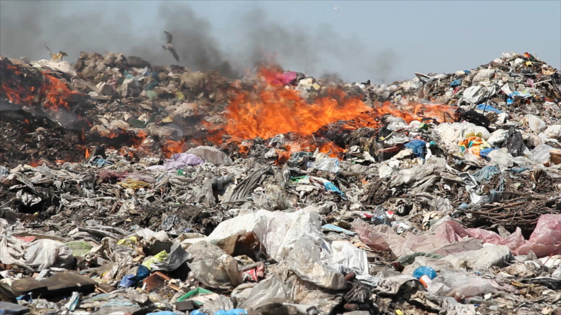 Burning garbage dump, pollution ~ Video Clip #8551367