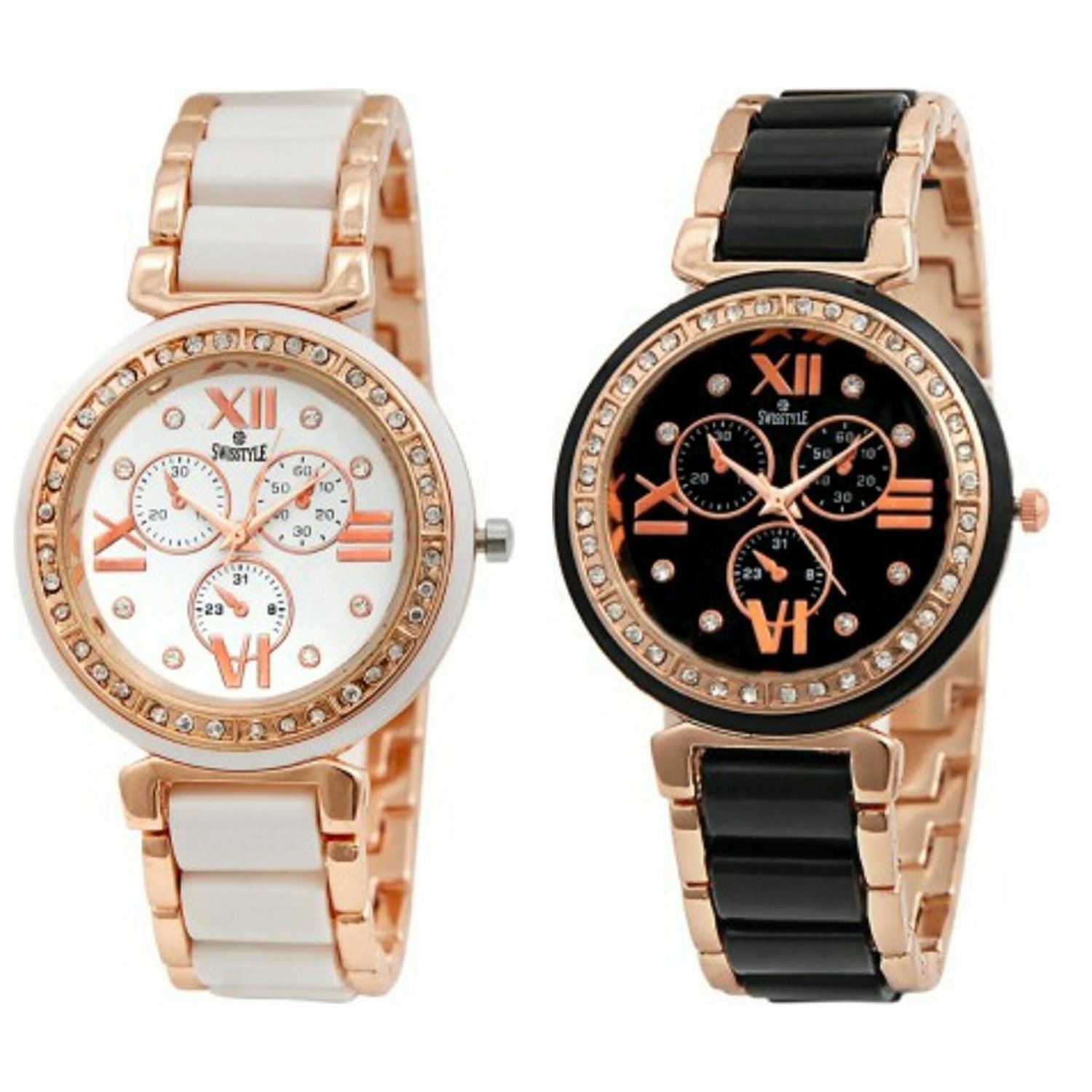 Buy Swisstyle Analogue White Dial & Black Dial Womens Watches (Ss ...