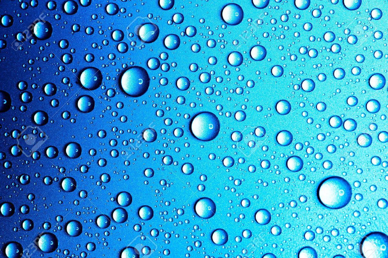 Abstract Blue Background Of Waterdrops Stock Photo, Picture And ...