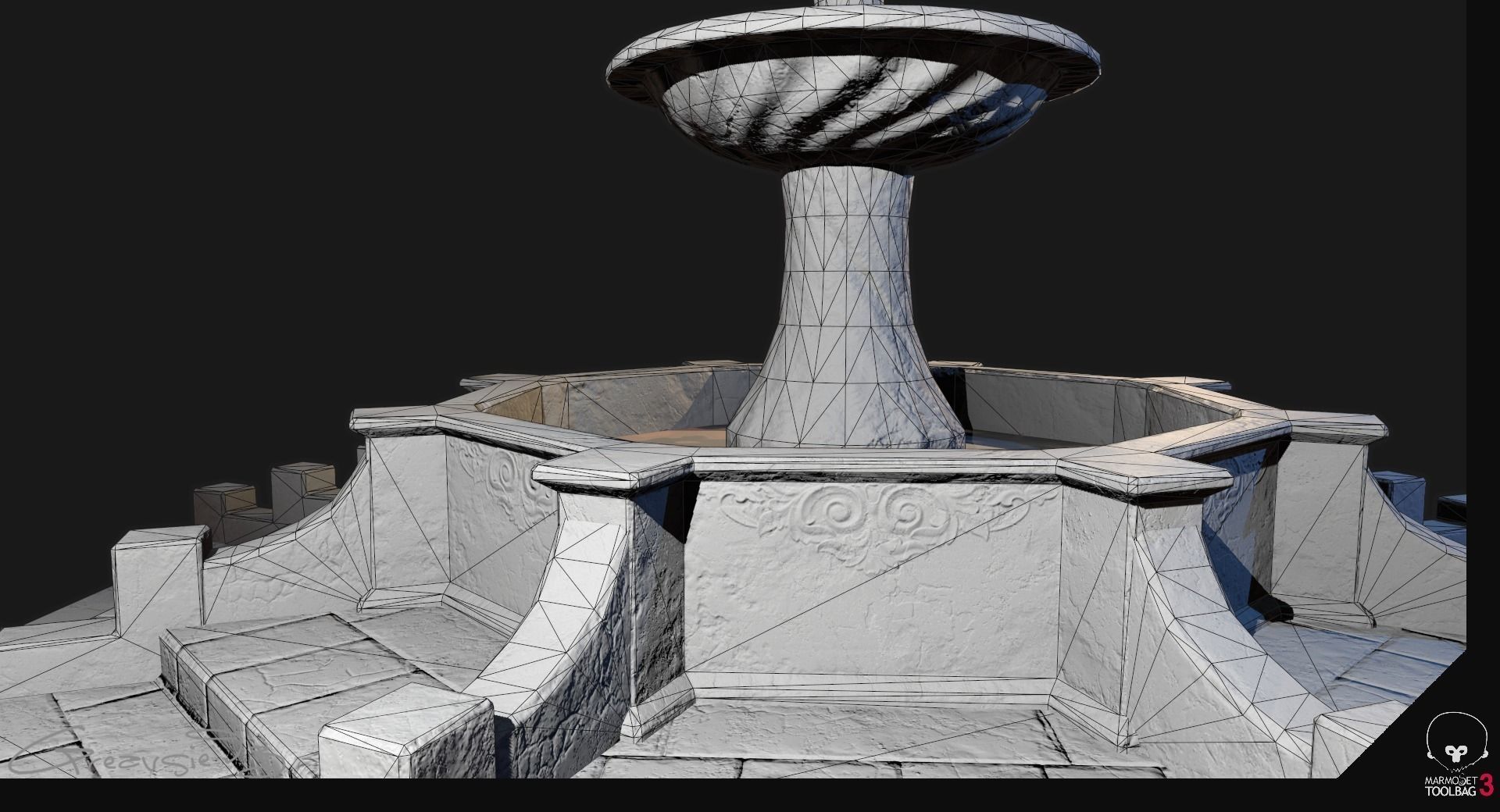 3D asset Low Poly PBR Stone Water Fountain | CGTrader